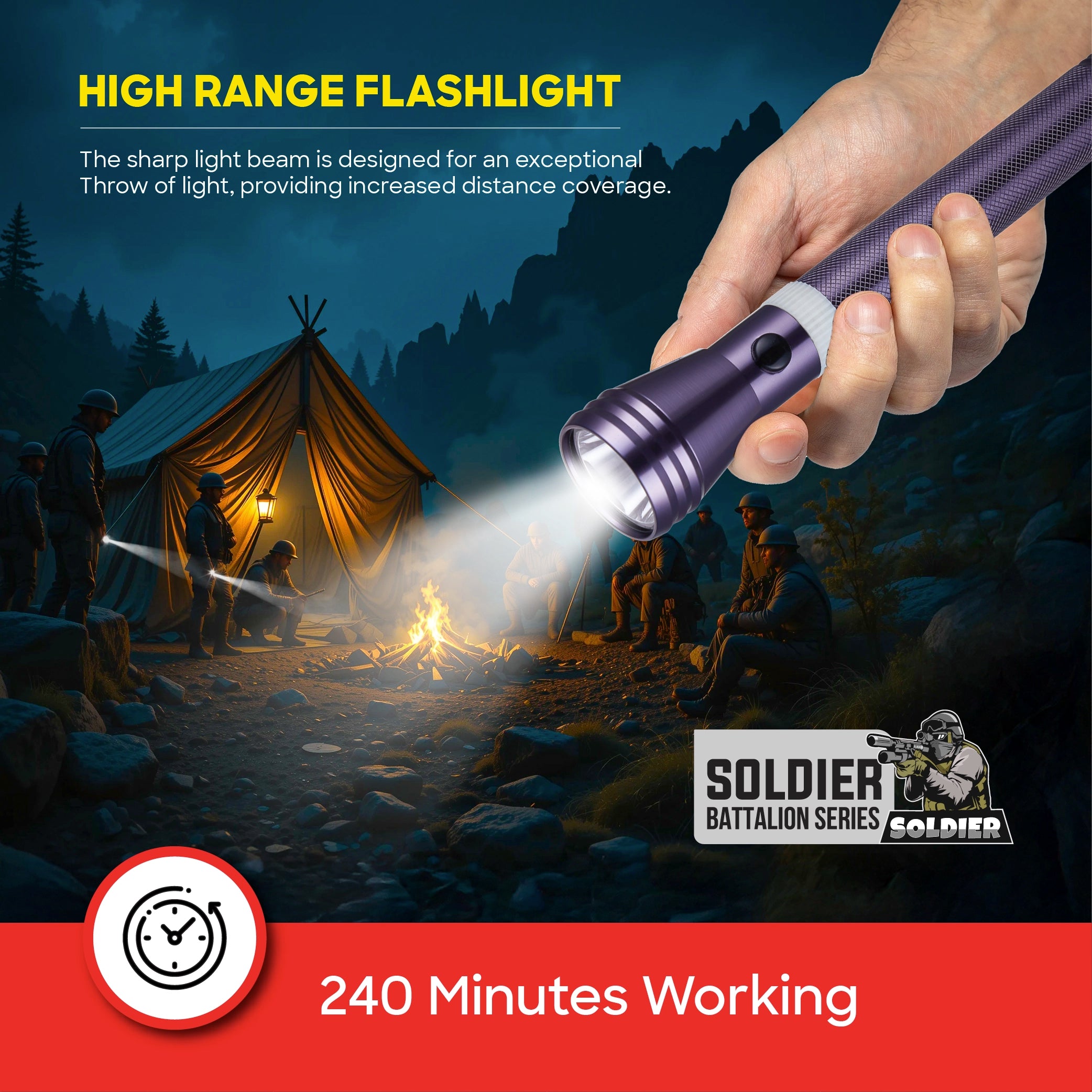 Sanford Soldier Battalion 5W LED Flashlight with 2200M Range 4Hour Runtime | SF4669SL - buysanford