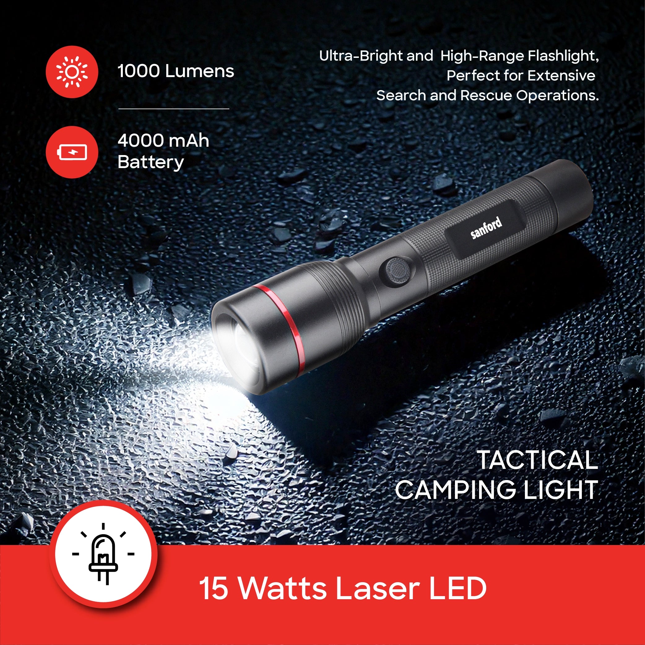 LED flashlight 2 pack rechargeable zoom torch combo sanford 3