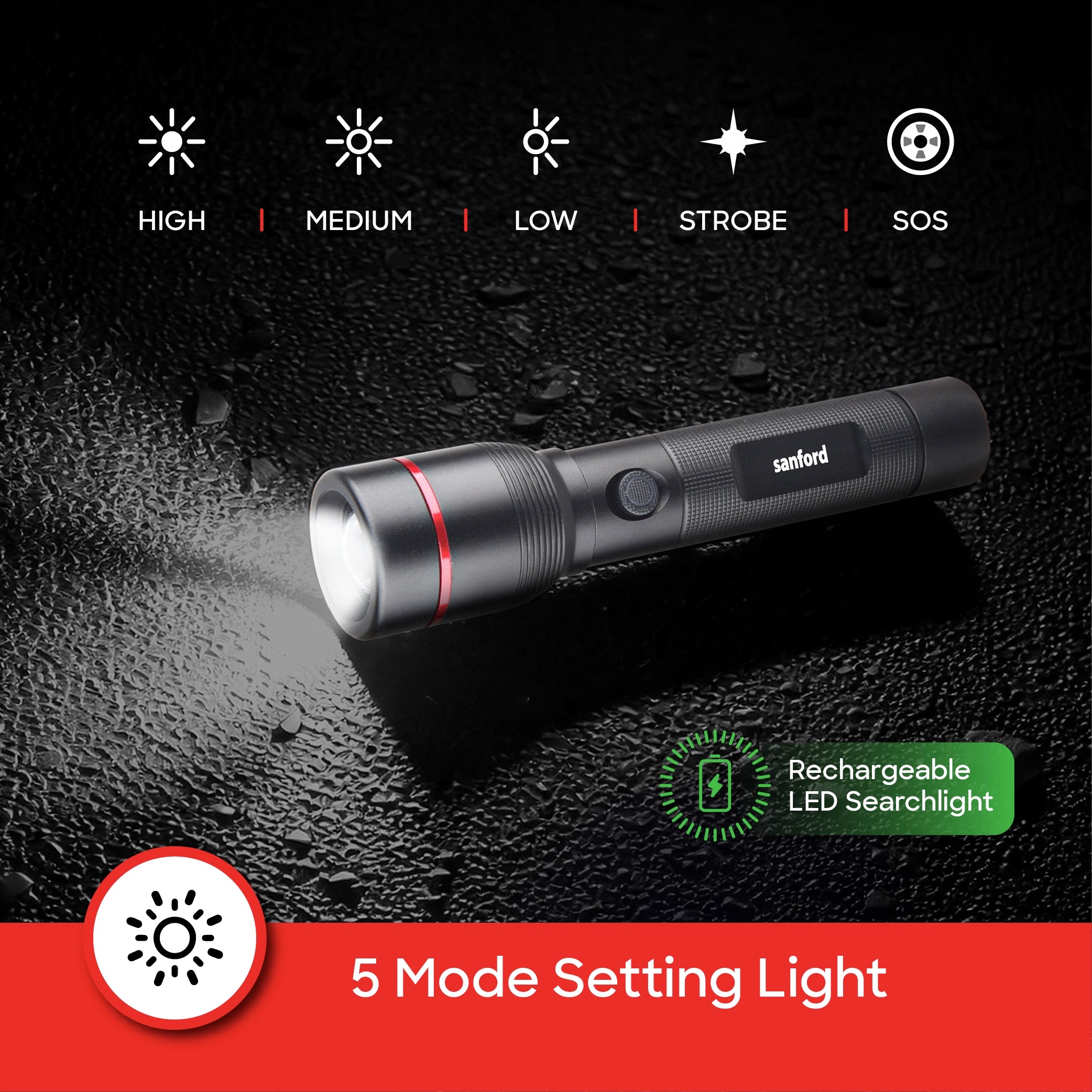 LED flashlight 2 pack rechargeable zoom torch combo sanford 5
