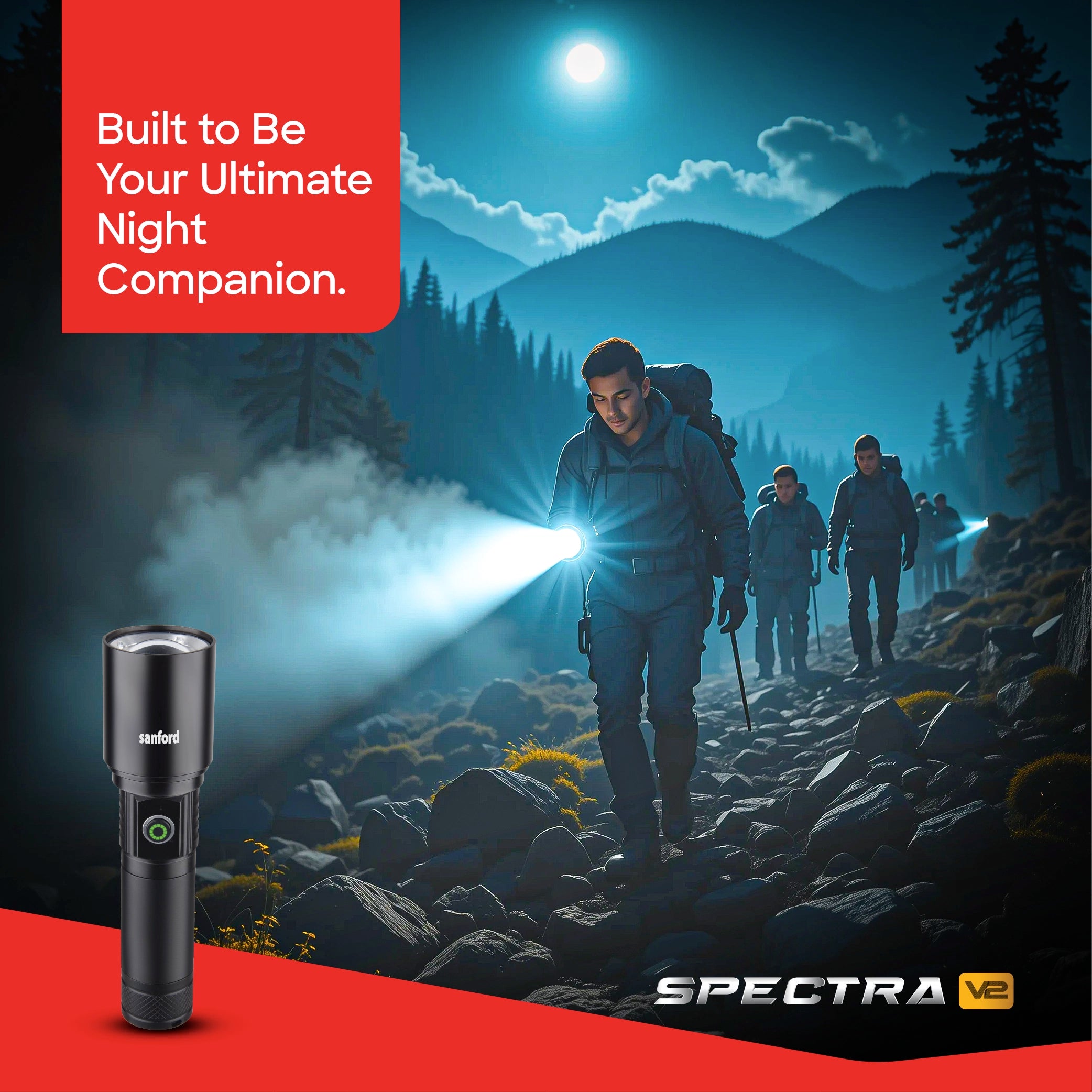 spectra series 20W flashlight 2500m range 5.5 hour runtime sanford 2