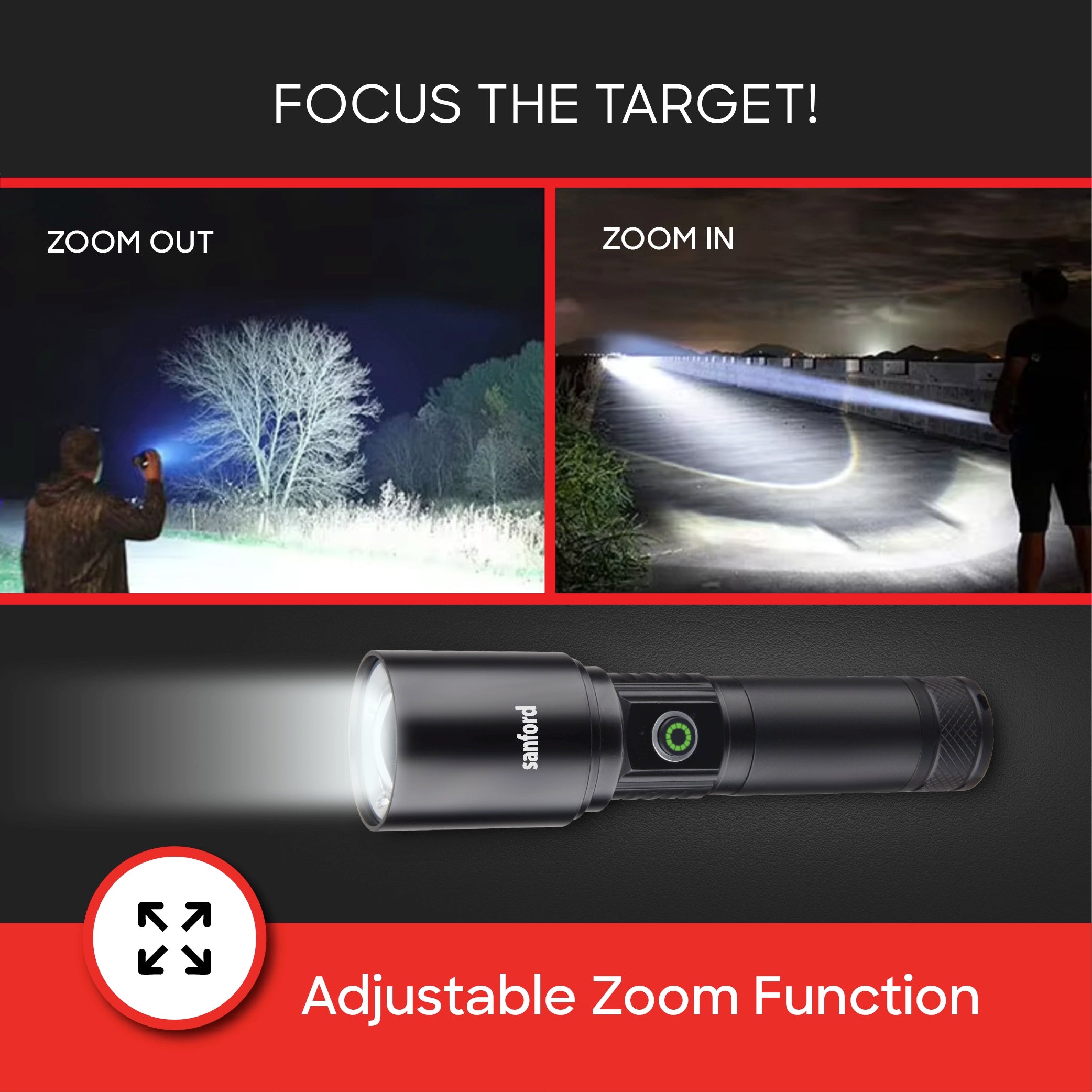 spectra series 20W flashlight 2500m range 5.5 hour runtime sanford 4