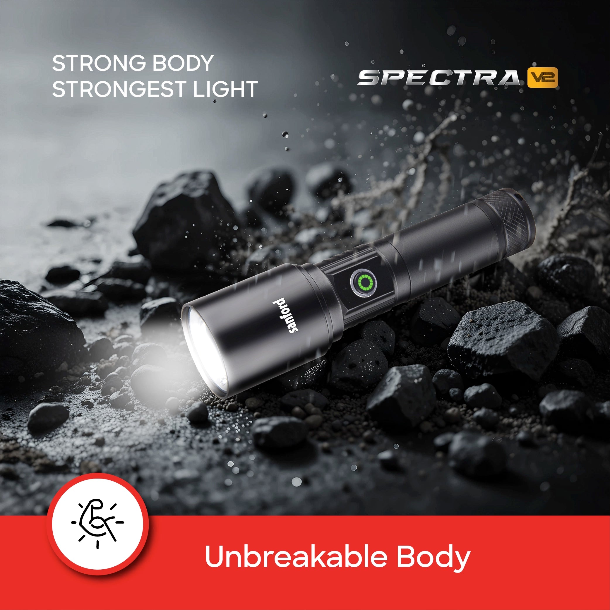 spectra series 20W flashlight 2500m range 5.5 hour runtime sanford 7