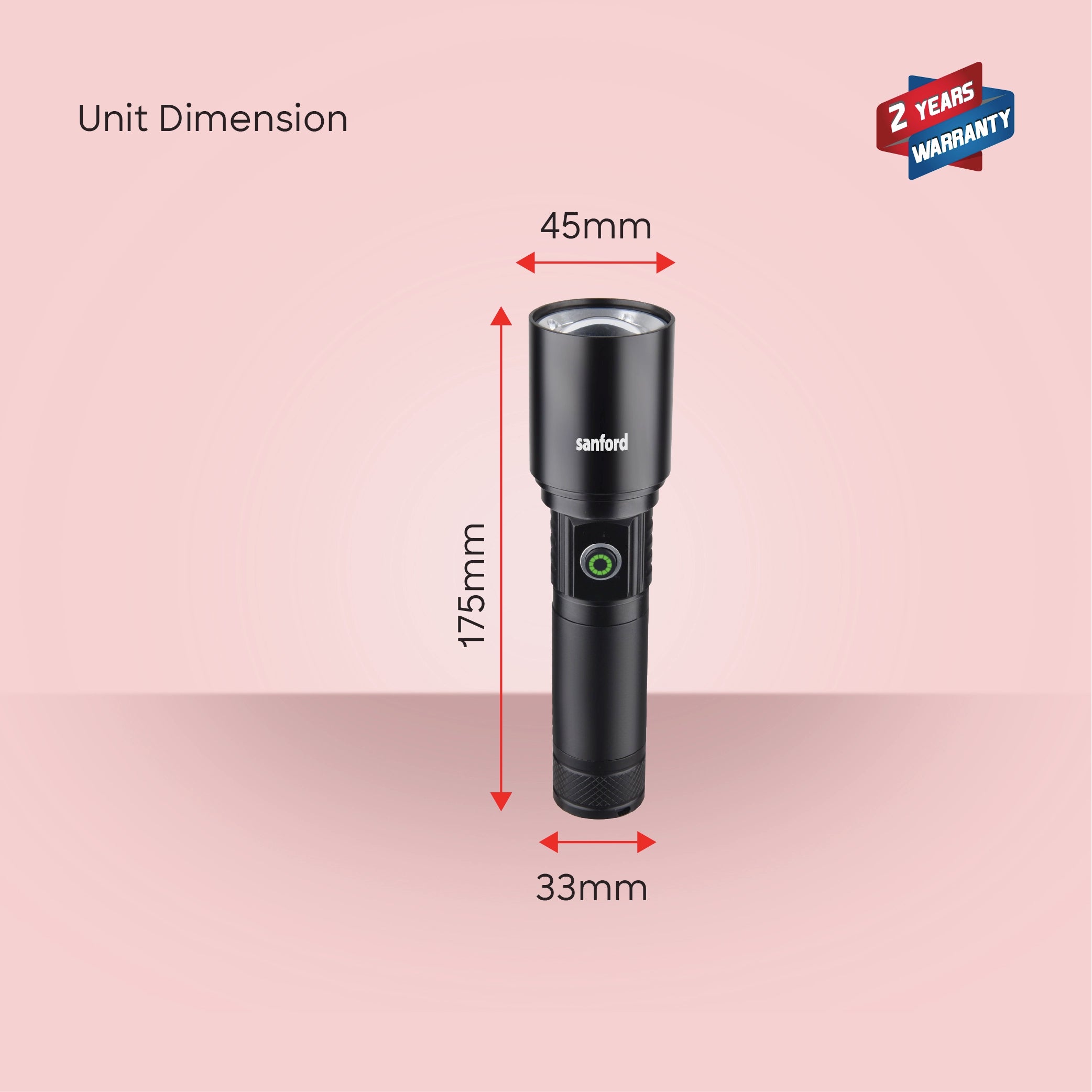 spectra series 20W flashlight 2500m range 5.5 hour runtime sanford 8