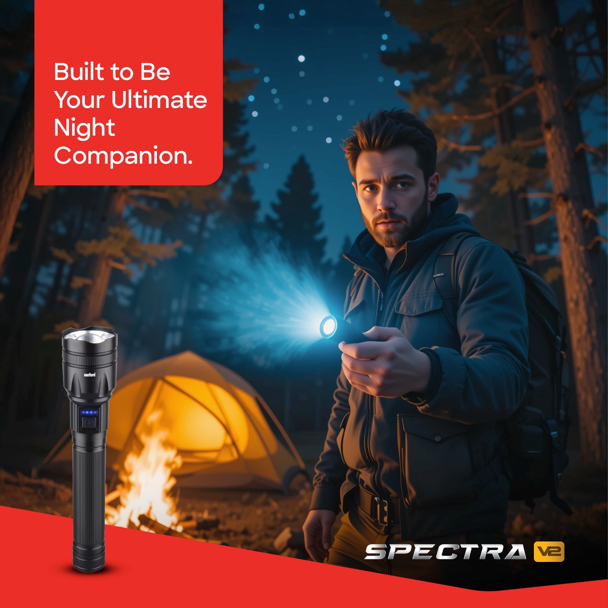 spectra series 25W flashlight 4800m range 10 hour runtime sanford 2