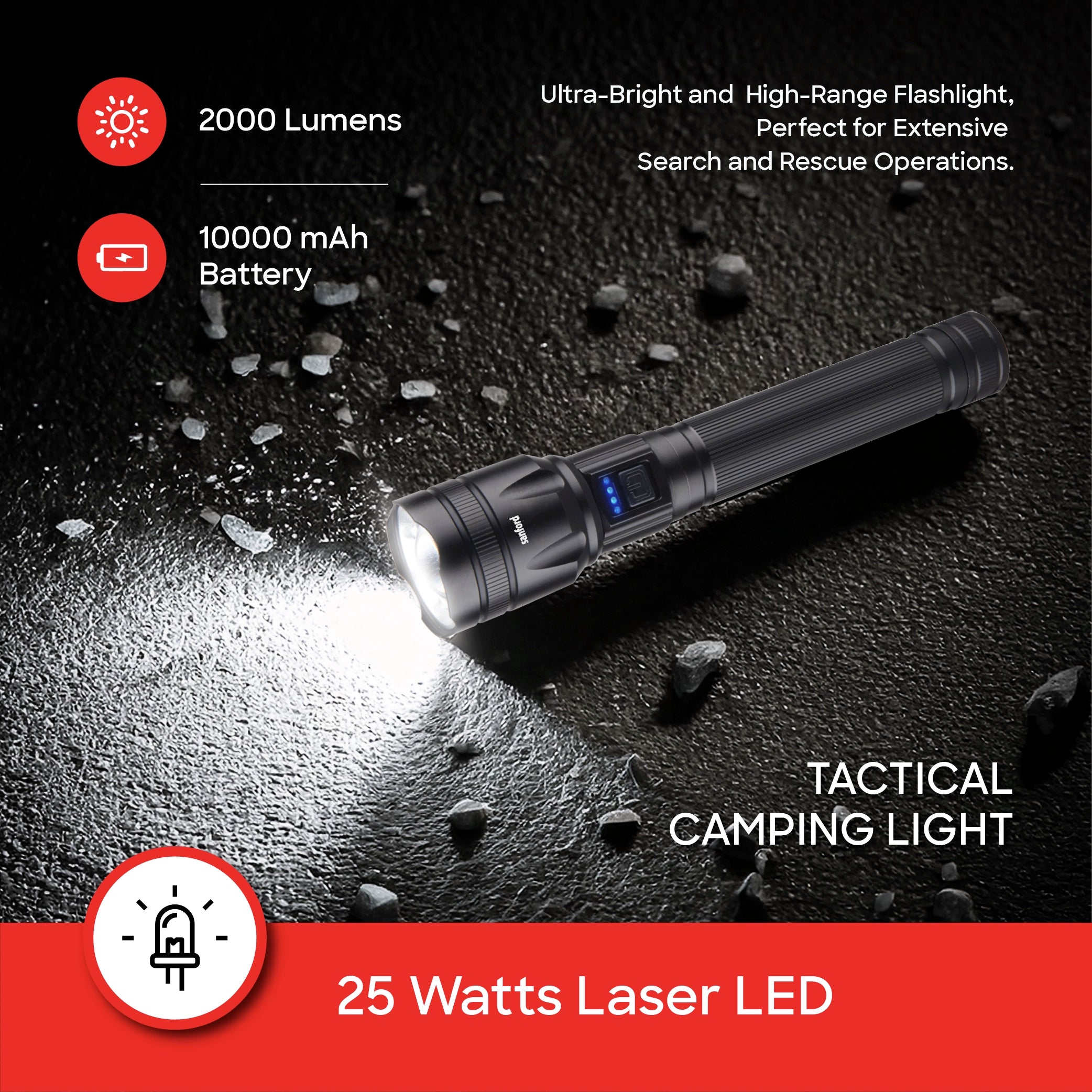 spectra series 25W flashlight 4800m range 10 hour runtime sanford 3