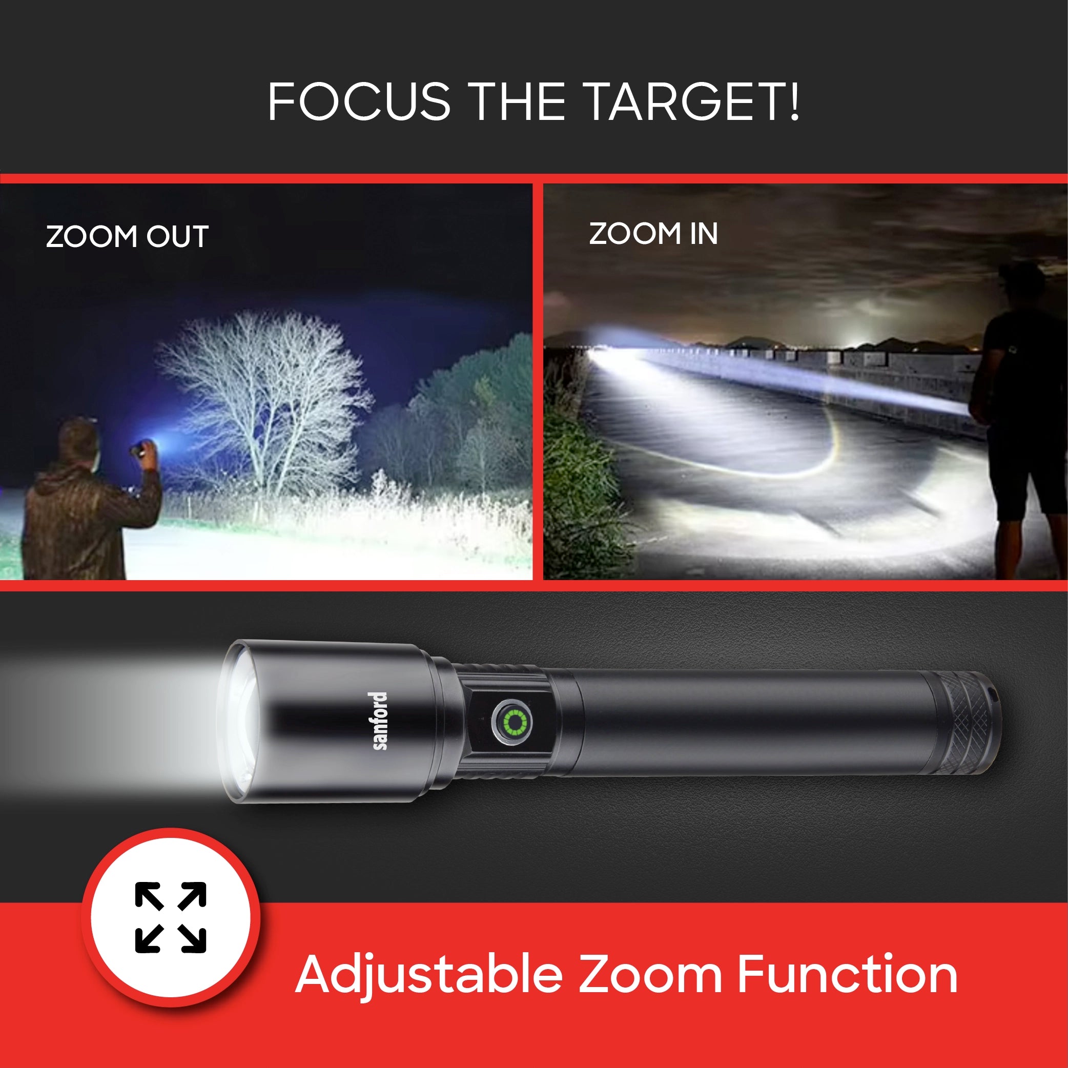 Sanford SF4678SL Spectra V2 LED Searchlight – adjustable zoom function feature callout