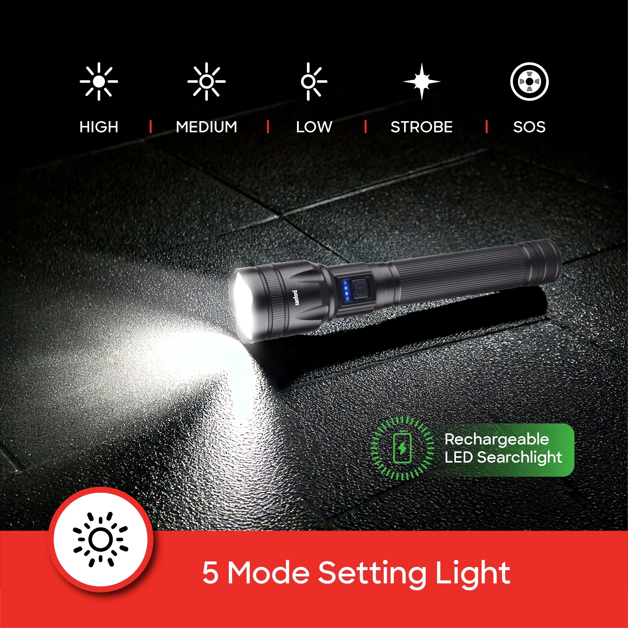 spectra series 25W flashlight 4800m range 10 hour runtime sanford 5