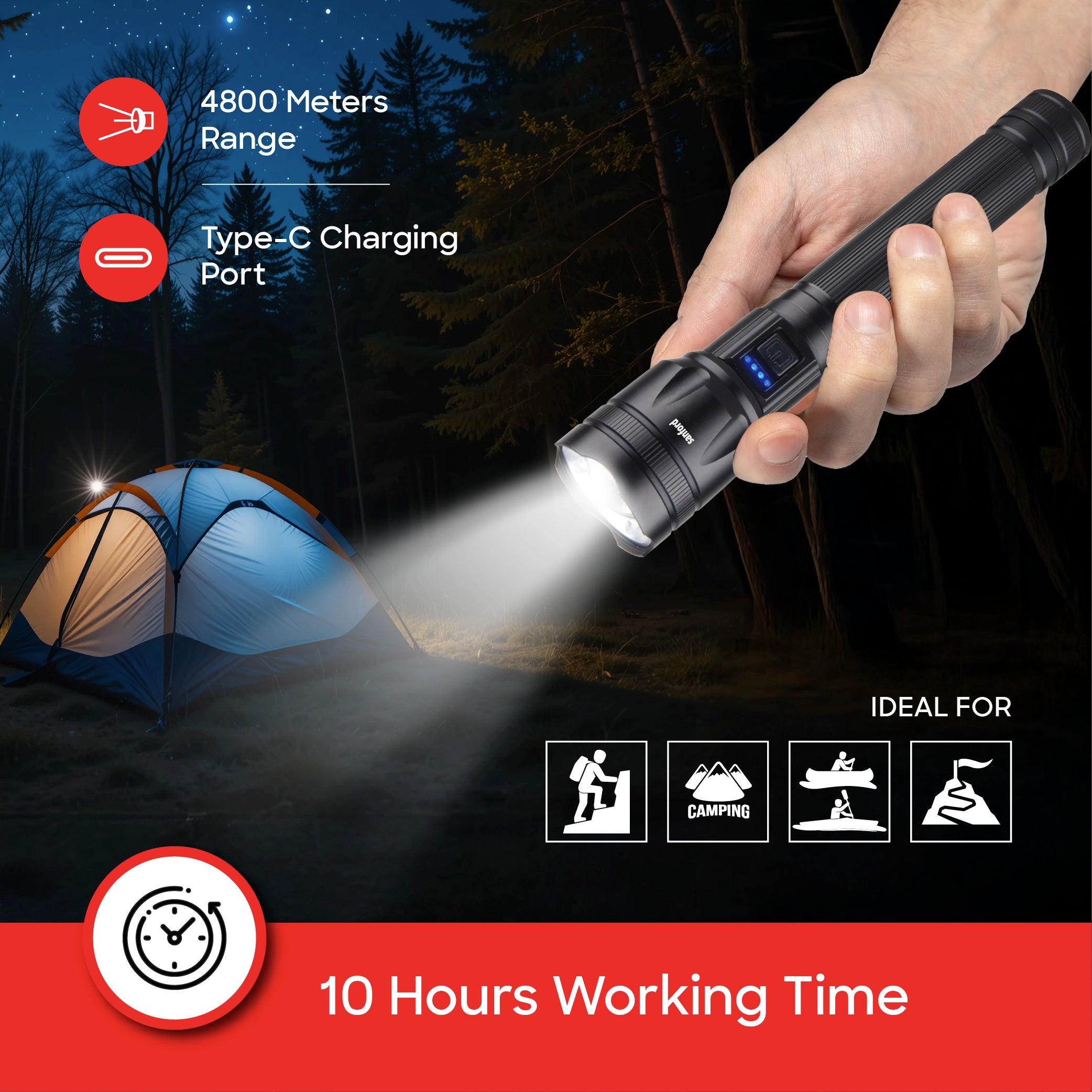 spectra series 25W flashlight 4800m range 10 hour runtime sanford 6
