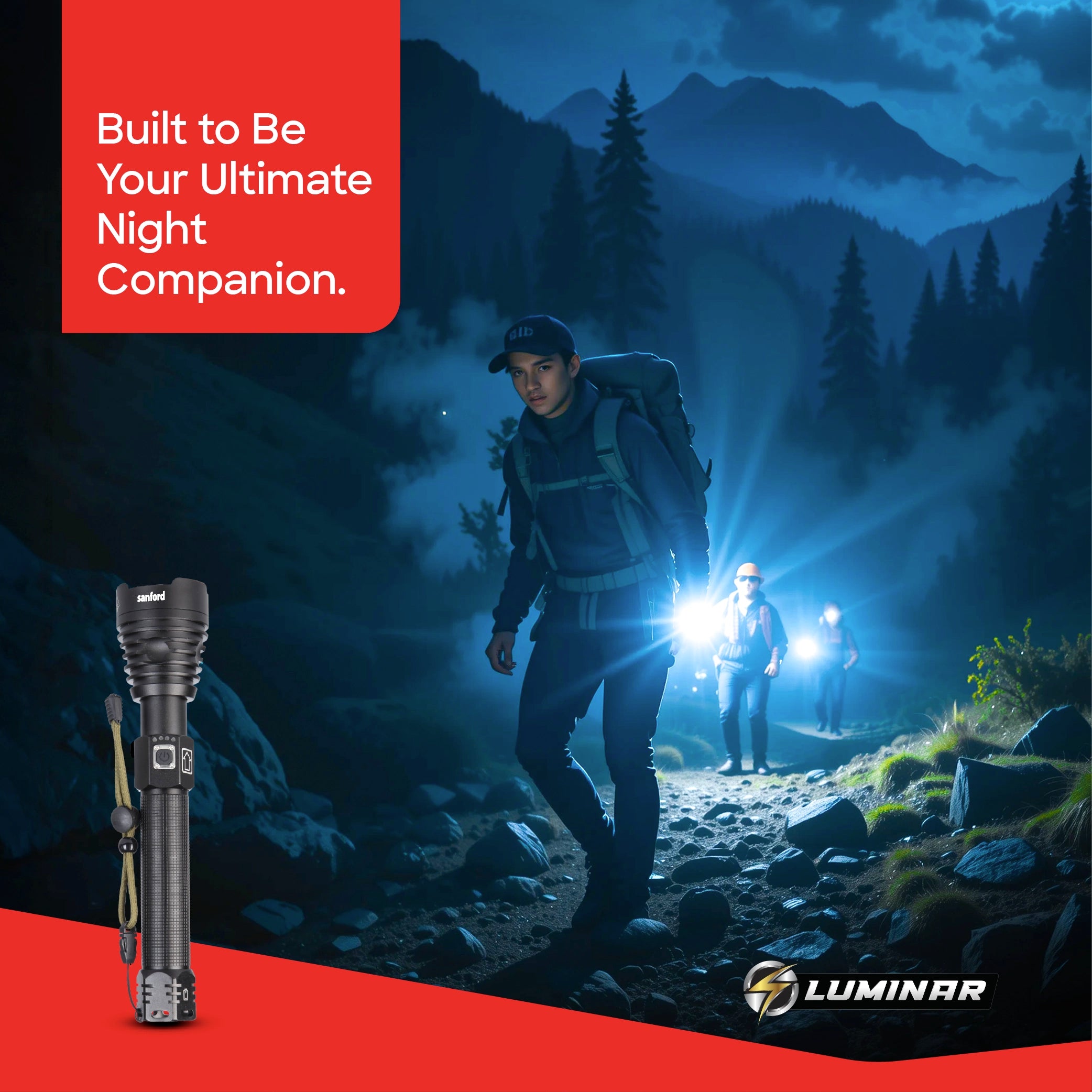 luminar series 20W flashlight 2800m range 4 hour runtime sanford 2