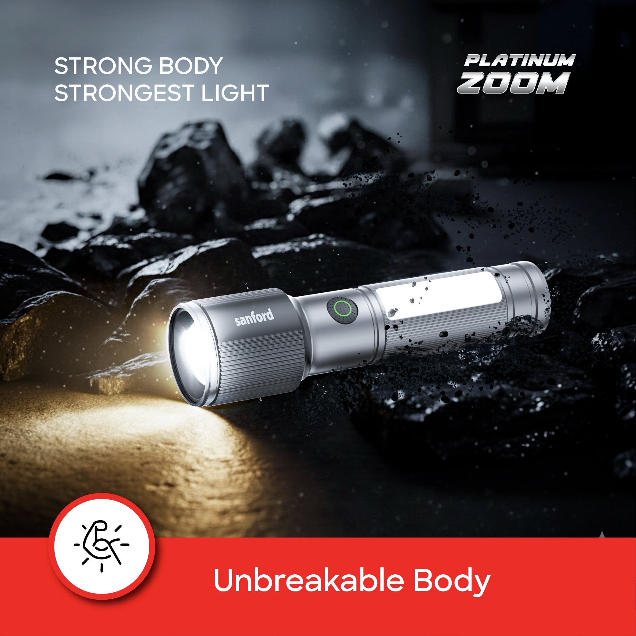 ソイミィ　ライトグレーS Shop Sanford Rechargeable Flashlight Torch Zoom 7-Mode Laser LED