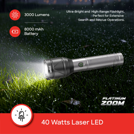 rechargeable flashlight torch zoom 4 mode laser led 40W 3000 lumens sanford 3
