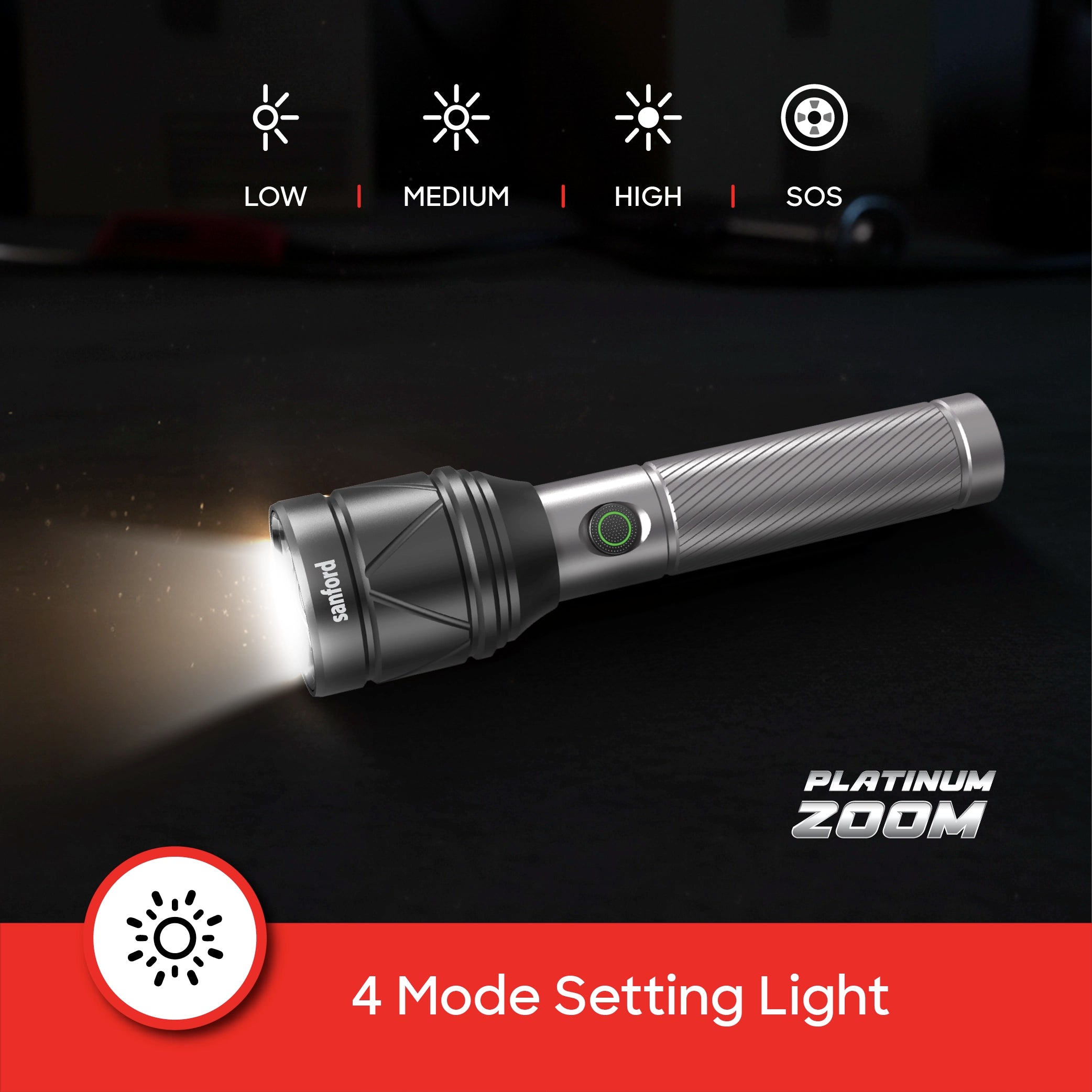 rechargeable flashlight torch zoom 4 mode laser led 4000 lumens sanford 5