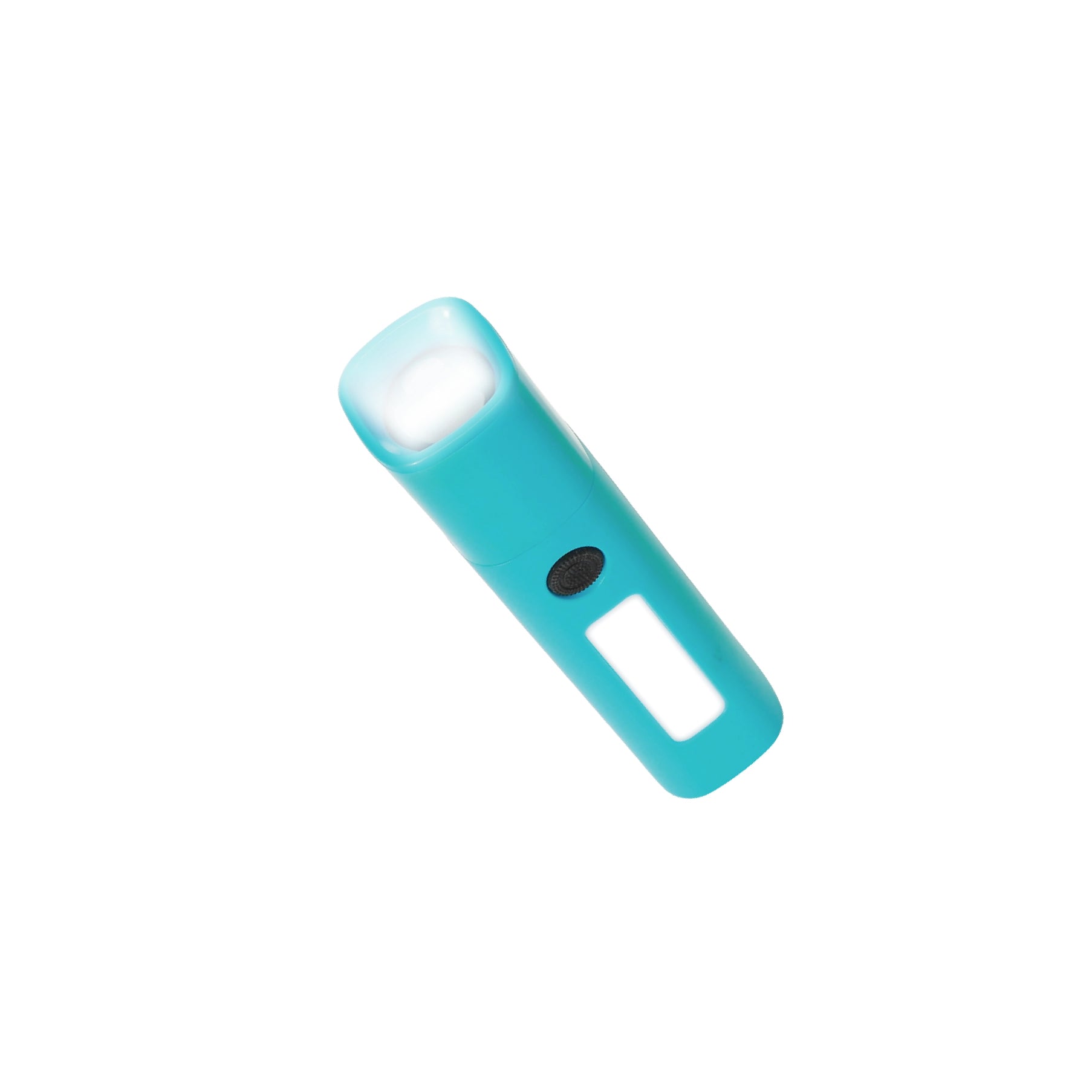 Sanford rechargeable LED searchlight in turquoise blue with 10W LED and compact handheld design.