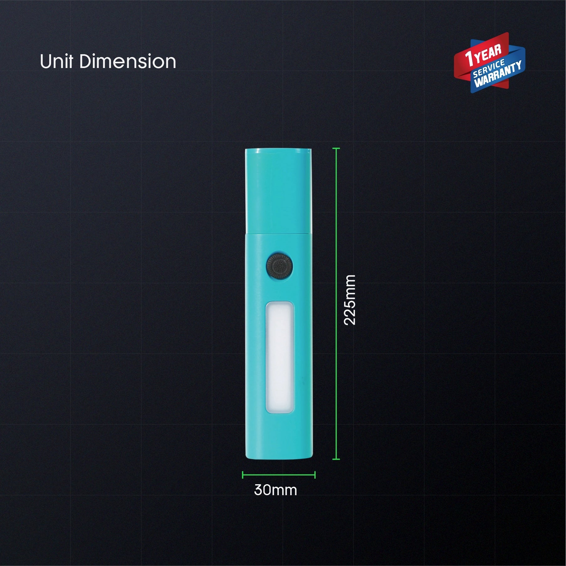 Sanford rechargeable LED searchlight showing its compact dimensions and slim handheld design.