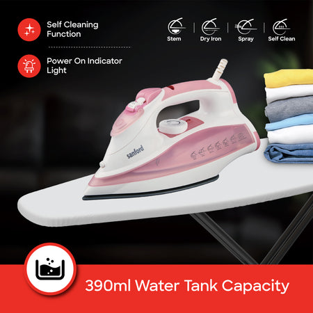 Sanford 2200 Watts Power Ceramic Coated Steam Iron with Anti-Drip and Self-Cleaning | SF46CI - buysanford