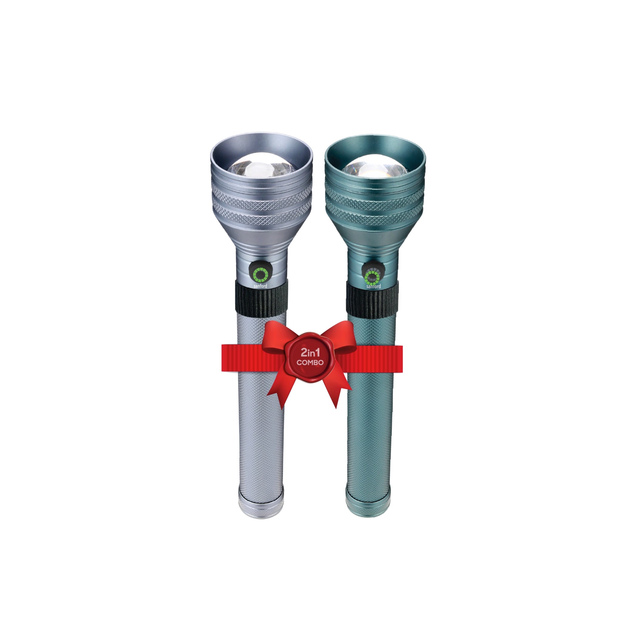 rechargeable led flashlight 2 piece combo portable torch set sanford 1