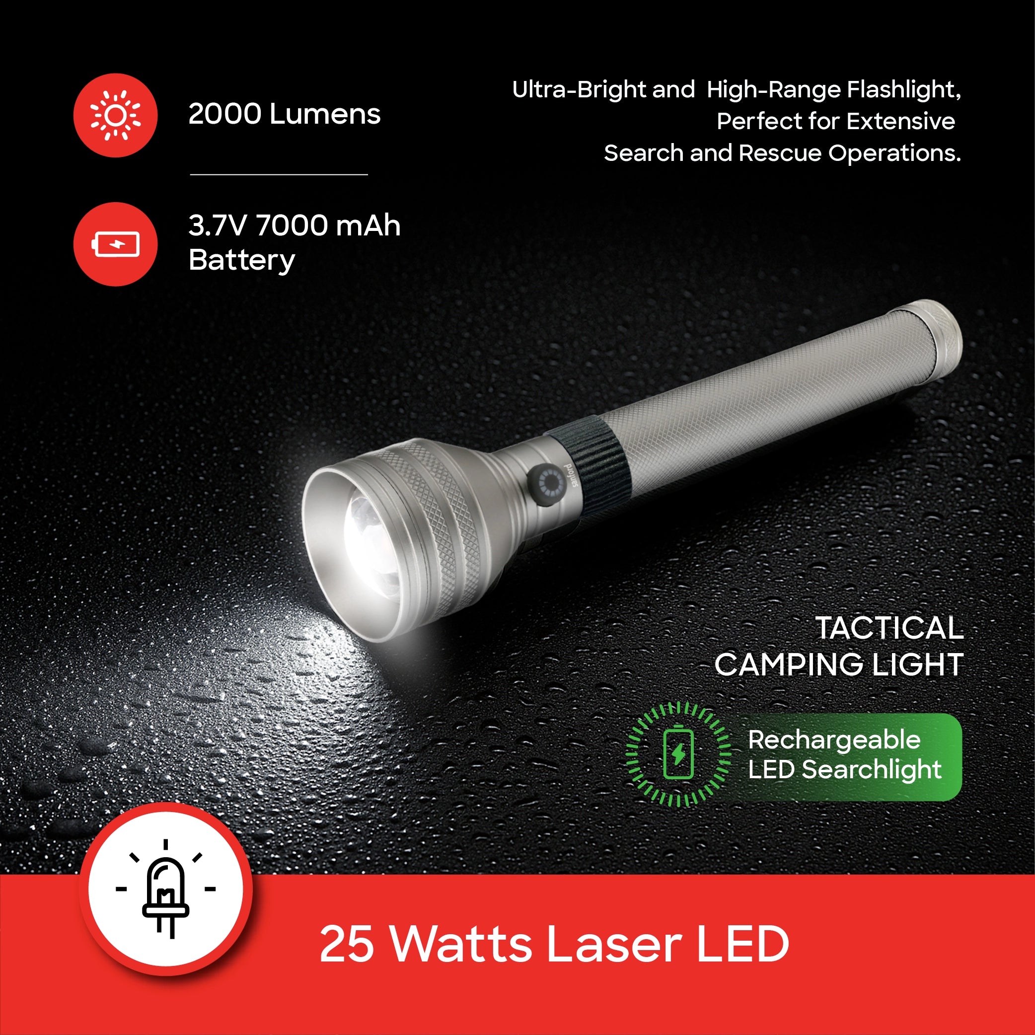 rechargeable led flashlight 3 piece combo portable torch set sanford 3