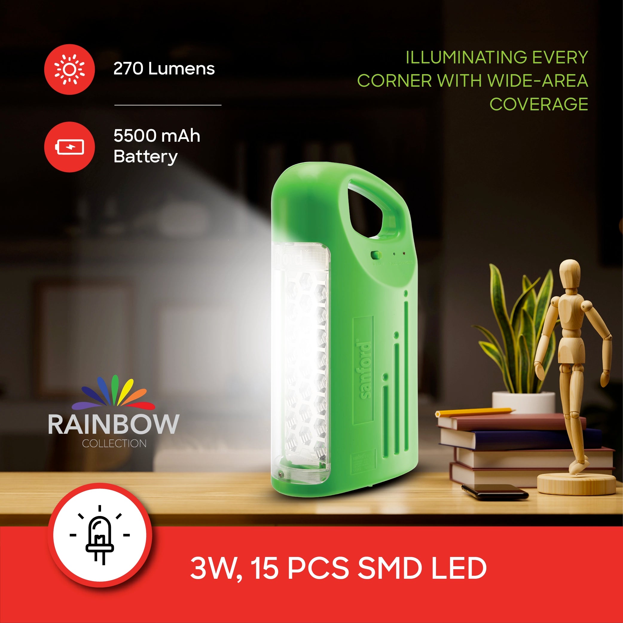 5W led lantern 24 leds 95 hour runtime rechargeable sanford 3