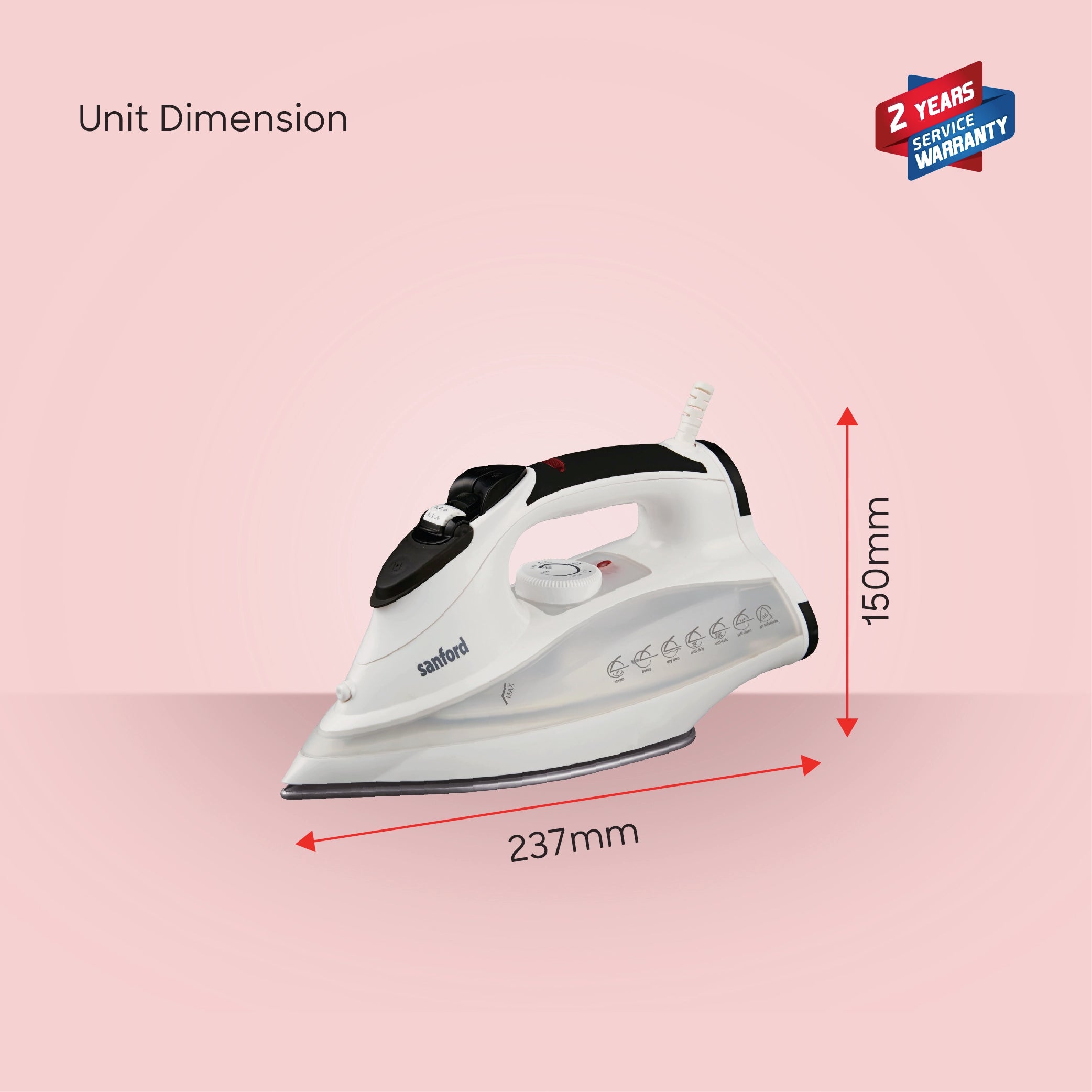 3000W steam iron burst steam spray function sanford 6