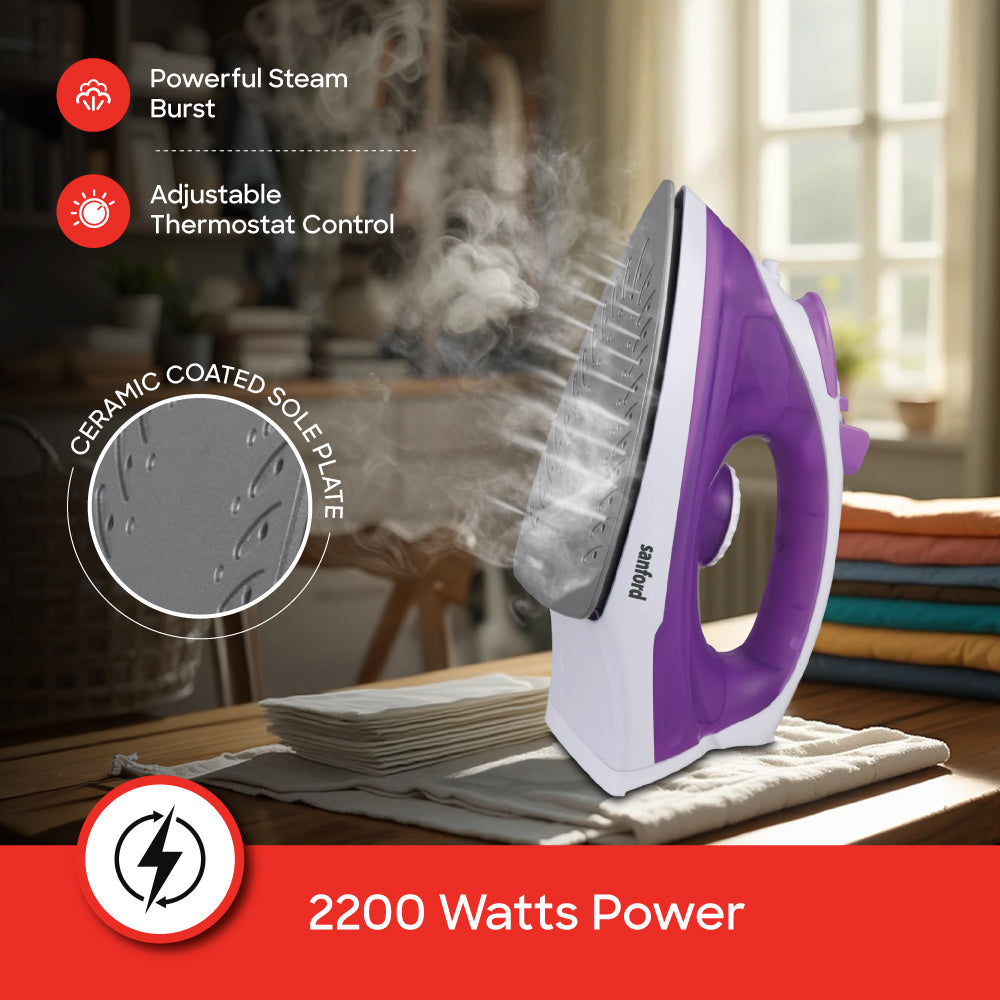 Sanford 2200 Watts Power Ceramic Coated Steam Iron with Self-Cleaning | SF48SI - buysanford