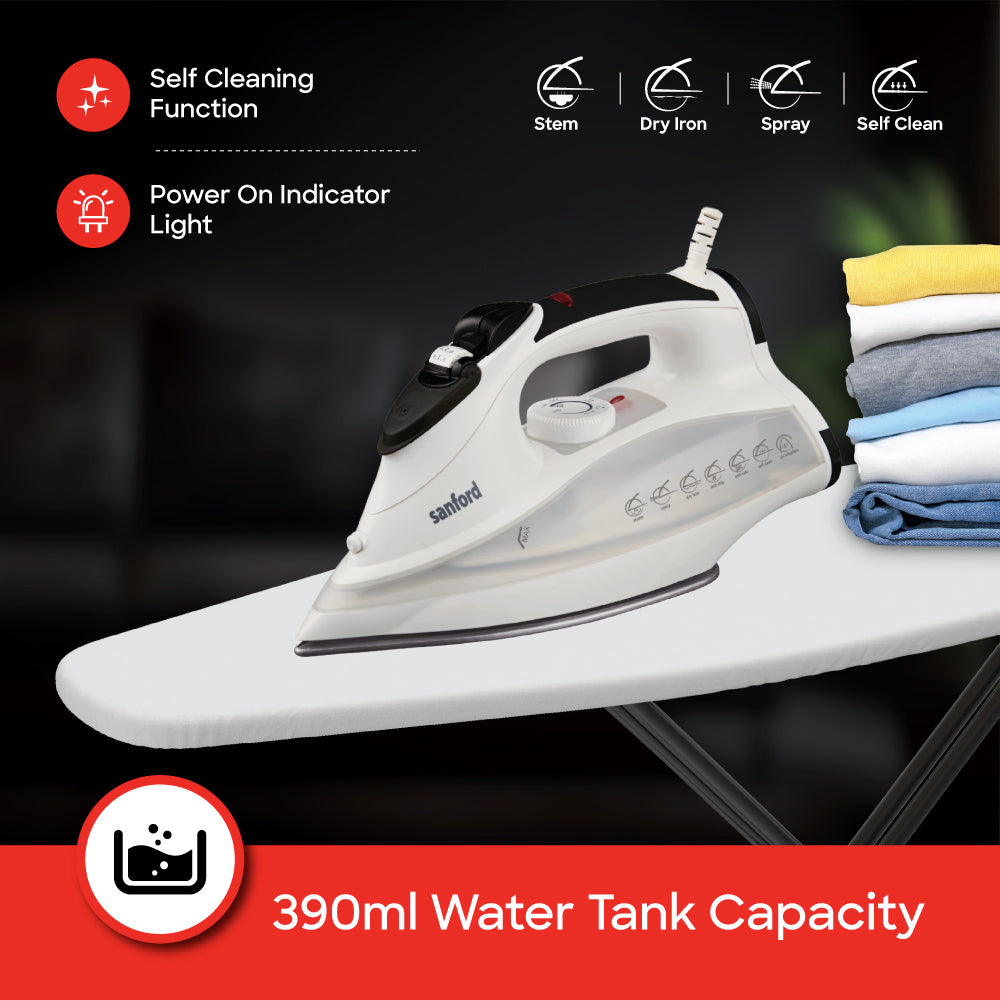Sanford 2200 Watts Power Ceramic Coated Steam Iron with Anti-Drip and Self-Cleaning | SF47SI - buysanford