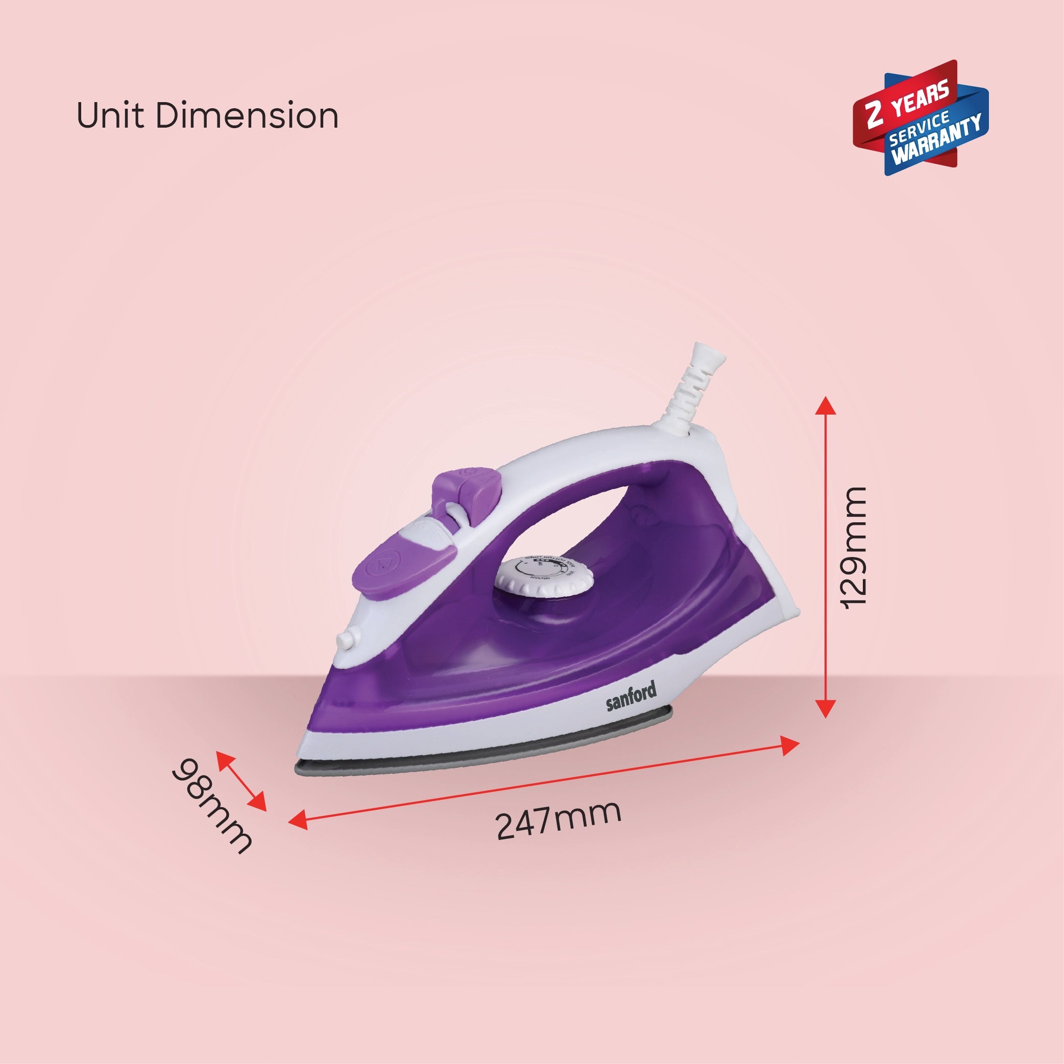 2200W steam iron ceramic coating self cleaning sanford 6