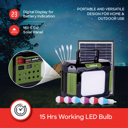 11000mAh rechargeable solar power station 6 led bulbs usb charging sanford 4
