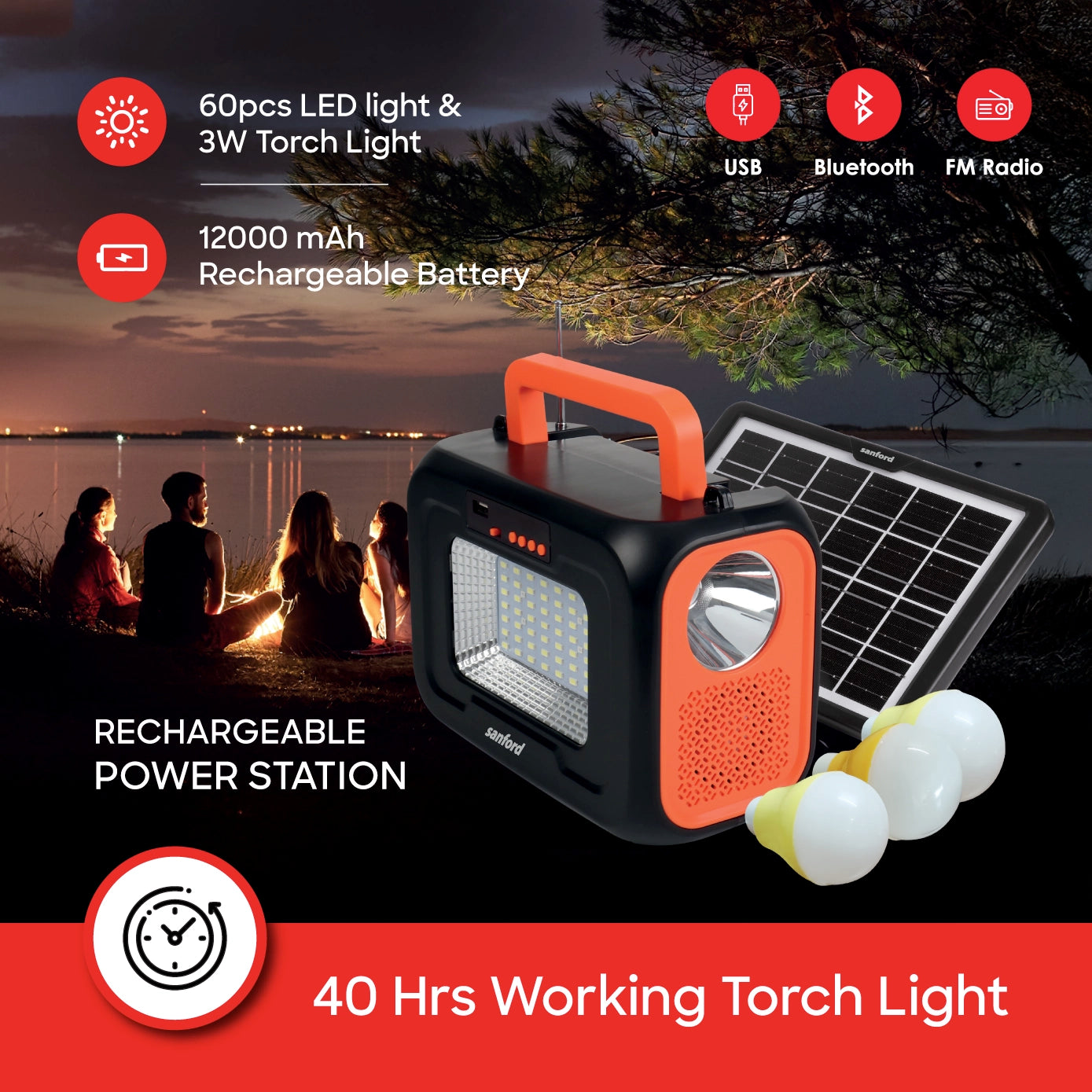 rechargeable power station 5 in 1 bluetooth fm radio portable backup sanford 3
