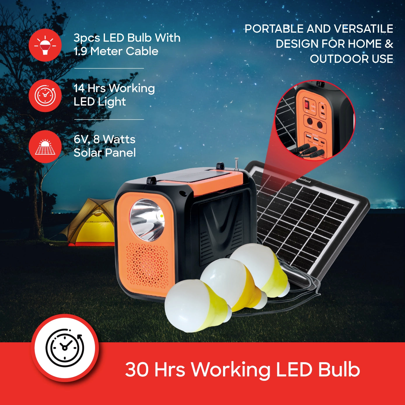 rechargeable power station 5 in 1 bluetooth fm radio portable backup sanford 4