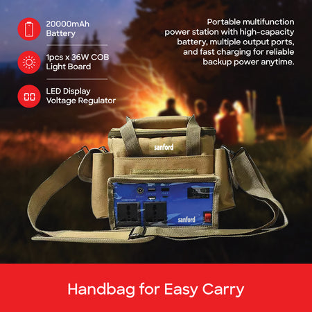 Sanford 20000mAh Rechargeable Power Station with Light and USB Charging Port | SF4998PS - buysanford