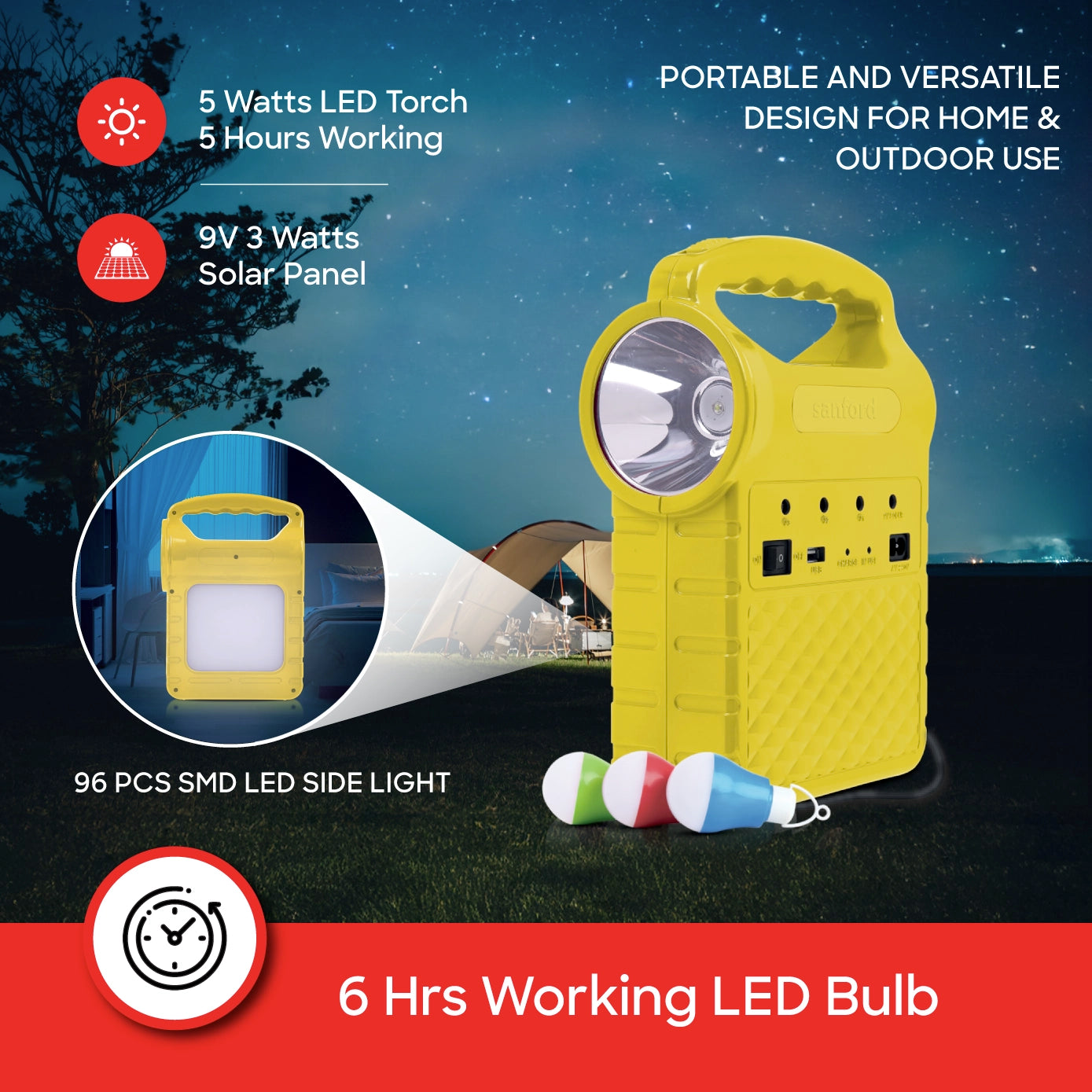 rechargeable power station 5 in 1 solar panel usb sanford 4