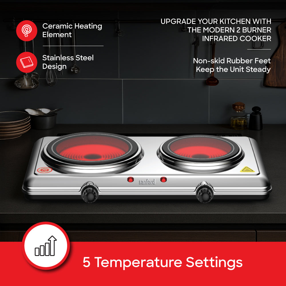 Sanford 2100W Dual Infrared Cooker with 5 Temperature Settings | SF5004IC - buysanford