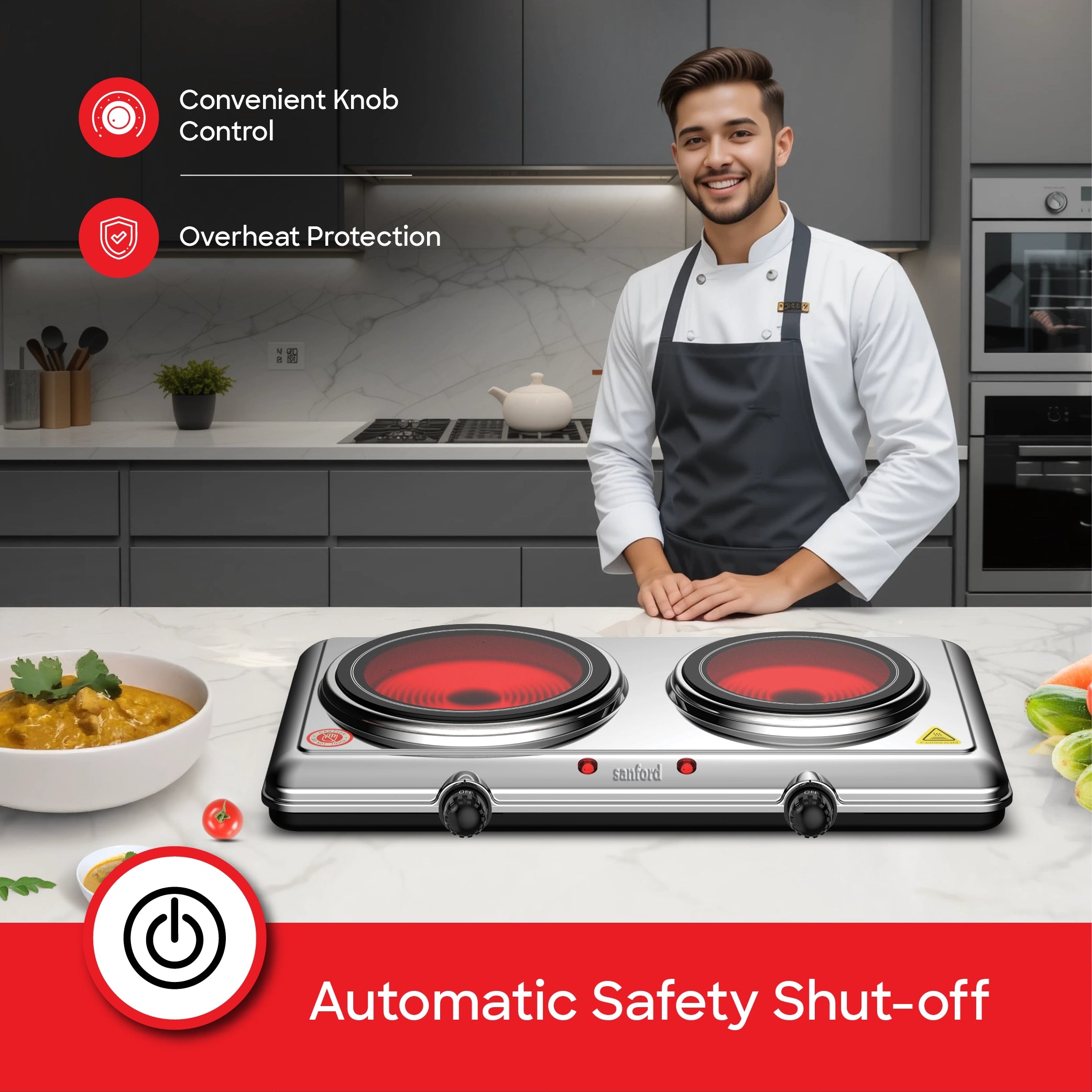 2100W dual infrared cooker 5 temperature settings sanford 4