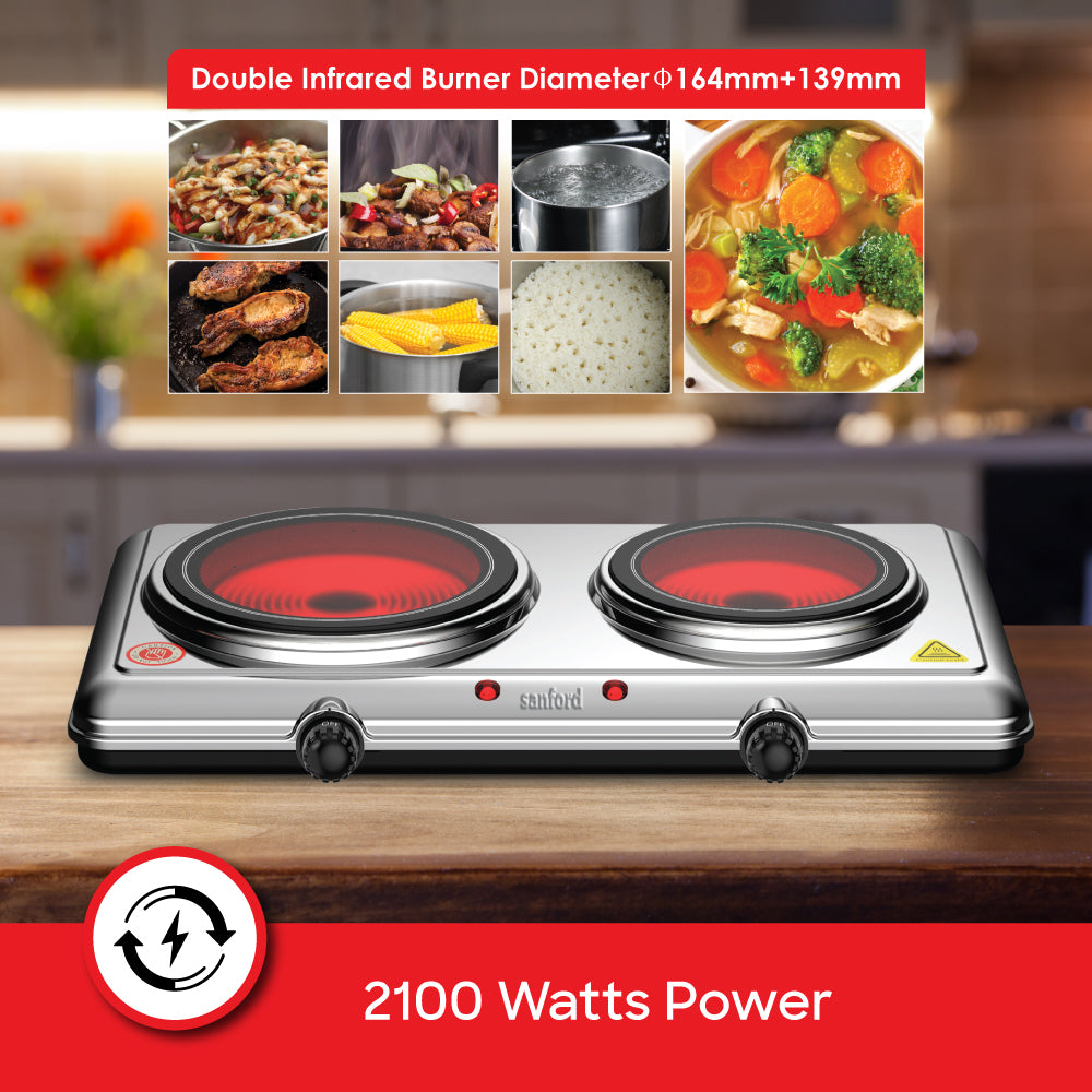 Sanford 2100W Dual Infrared Cooker with 5 Temperature Settings | SF5004IC - buysanford