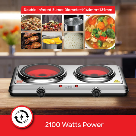 2100W dual infrared cooker 5 temperature settings sanford 5