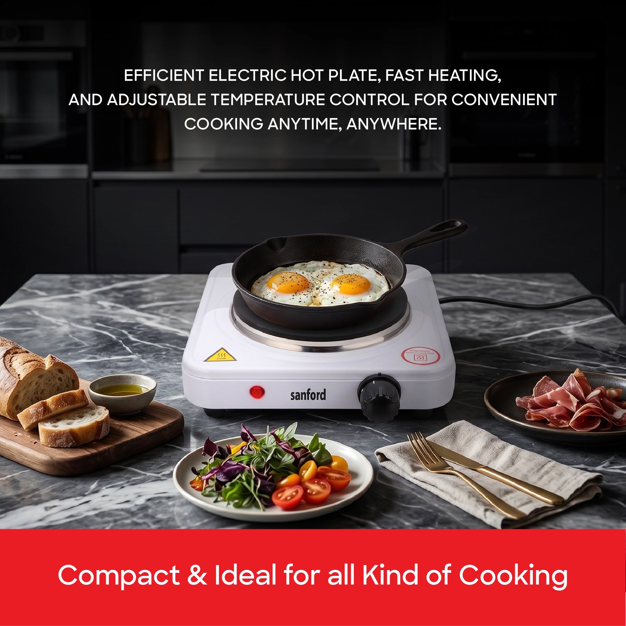 Sanford Single Electric Hot Plate 1500W with 5 Temperature Controls| SF5011HPT - buysanford