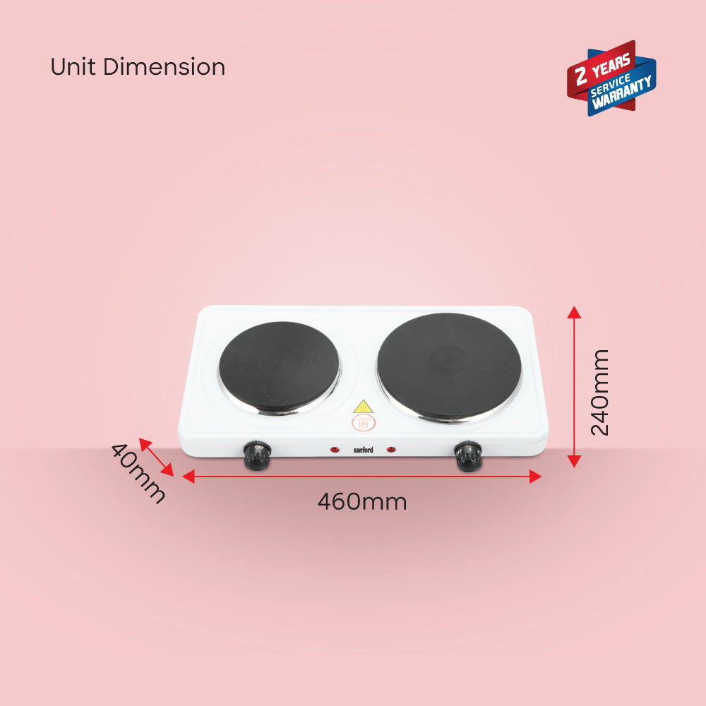 Sanford Double Electric Hot Plate 2500W with 5 Temperature Controls | SF5012HPT - buysanford