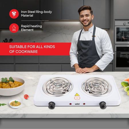 double spiral hot plate 2500W 5 temperature controls electric sanford 4
