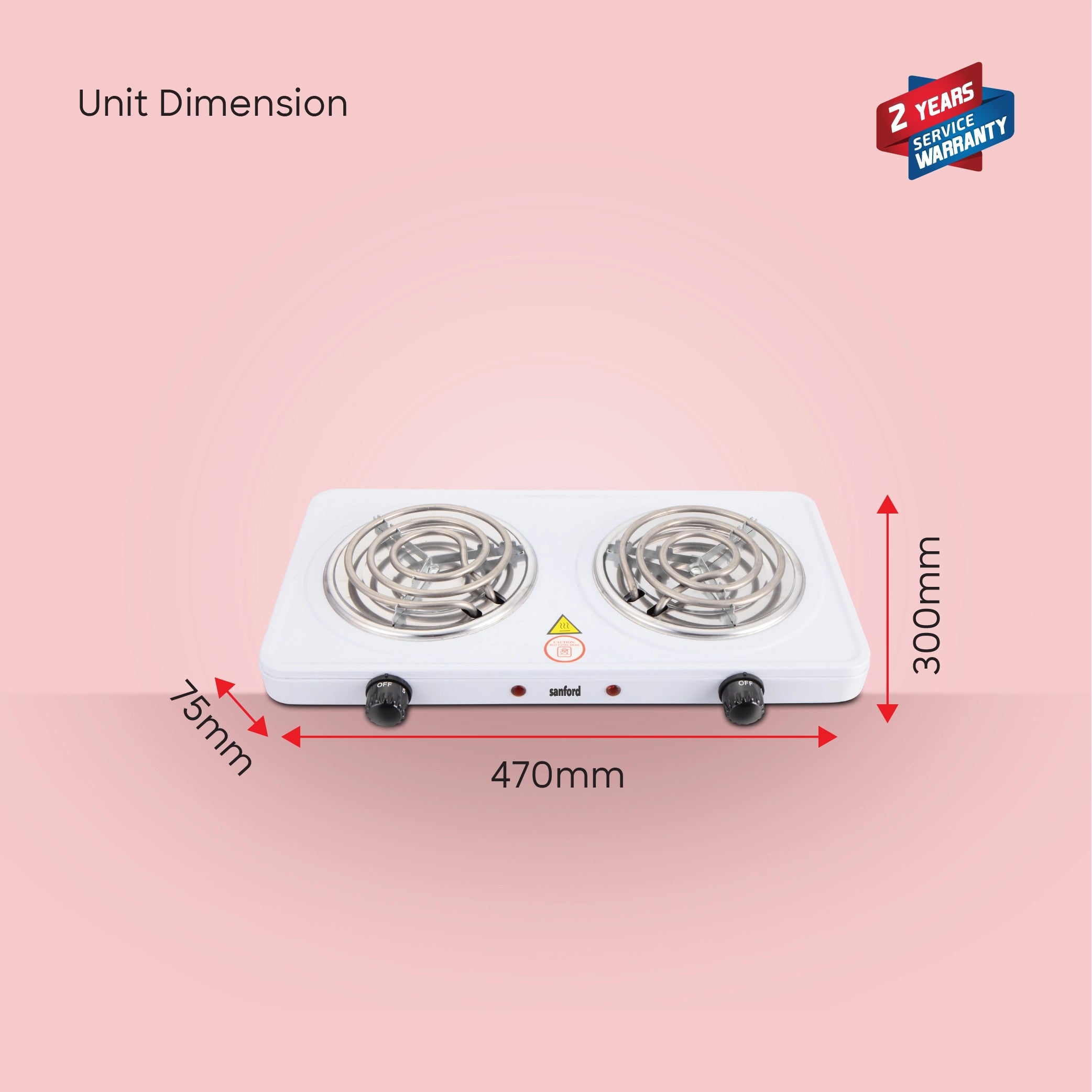 double spiral hot plate 2500W 5 temperature controls electric sanford 6