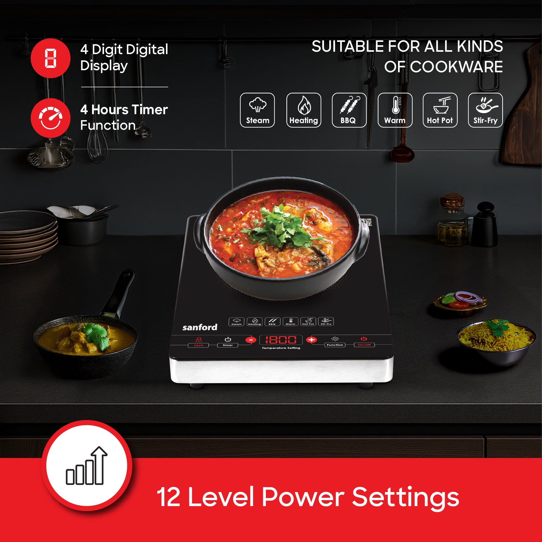 infrared cooker 2200W touch control 6 preset cooking modes sanford 3