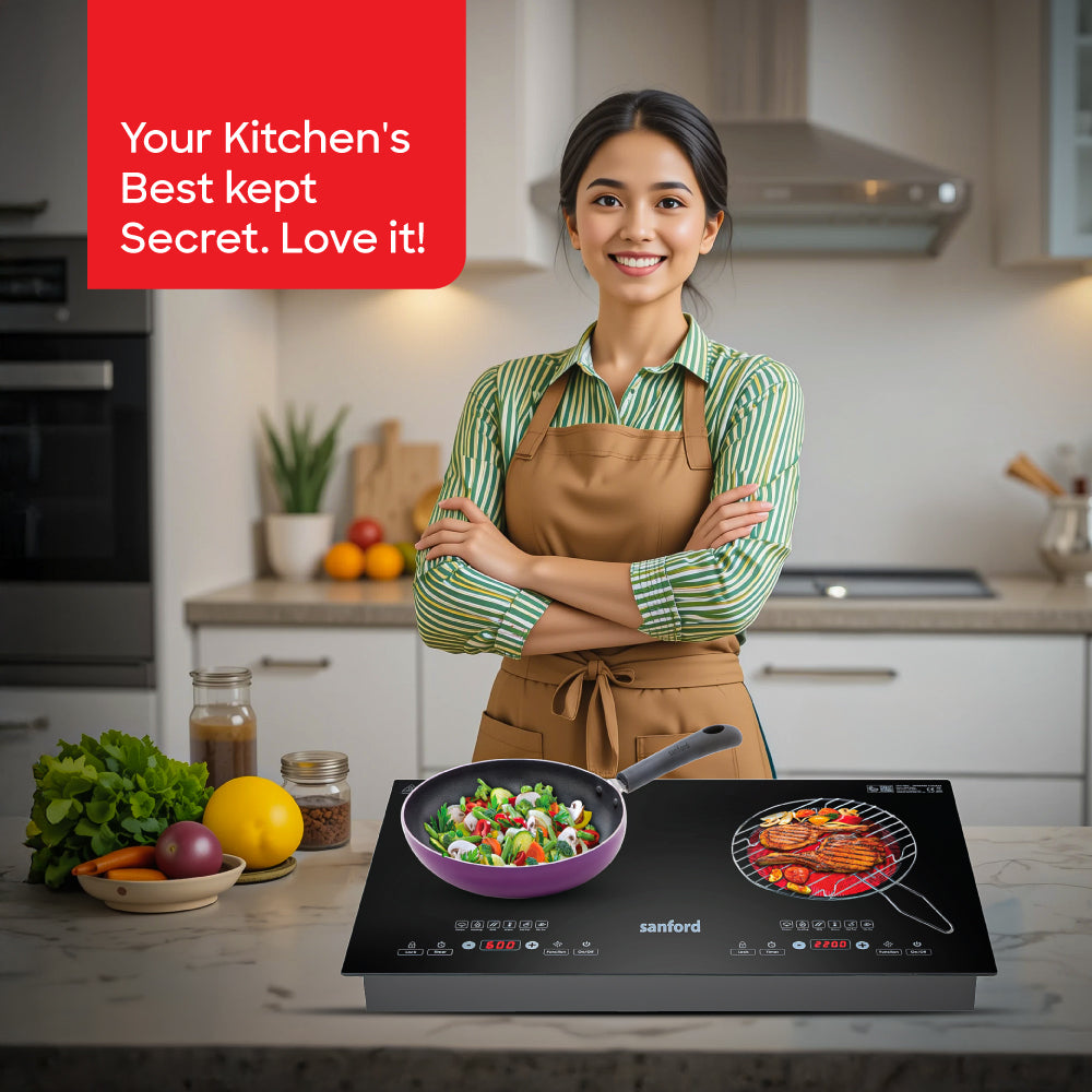 Sanford 2 in 1 Double Burner Infrared Cooker 2800W with BBQ Grill and Timer | SF5194IC - buysanford