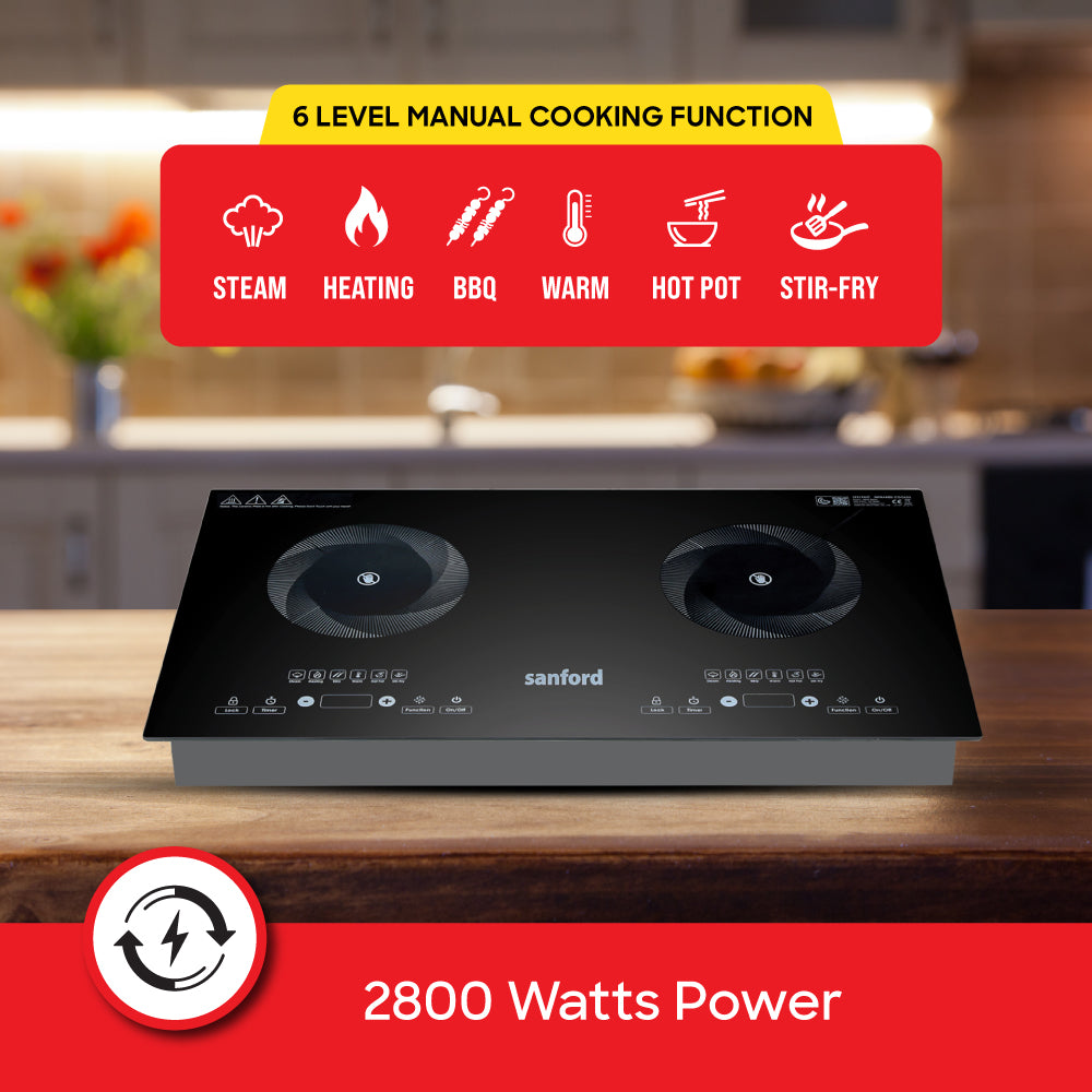 Sanford 2 in 1 Double Burner Infrared Cooker 2800W with BBQ Grill and Timer | SF5194IC - buysanford