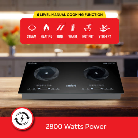 Sanford 2 in 1 Double Burner Infrared Cooker 2800W with BBQ Grill and Timer | SF5194IC - buysanford