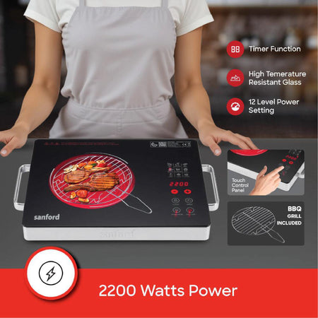 Sanford 2 in 1 Single Burner Infrared Cooker 2200W with BBQ Grill and Timer | SF5195IC - buysanford