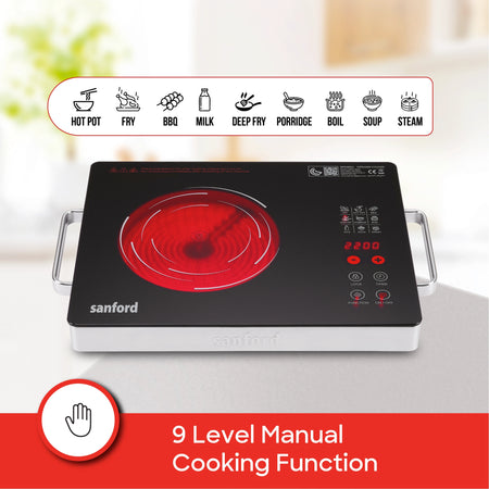 Sanford 2 in 1 Single Burner Infrared Cooker 2200W with BBQ Grill and Timer | SF5195IC - buysanford