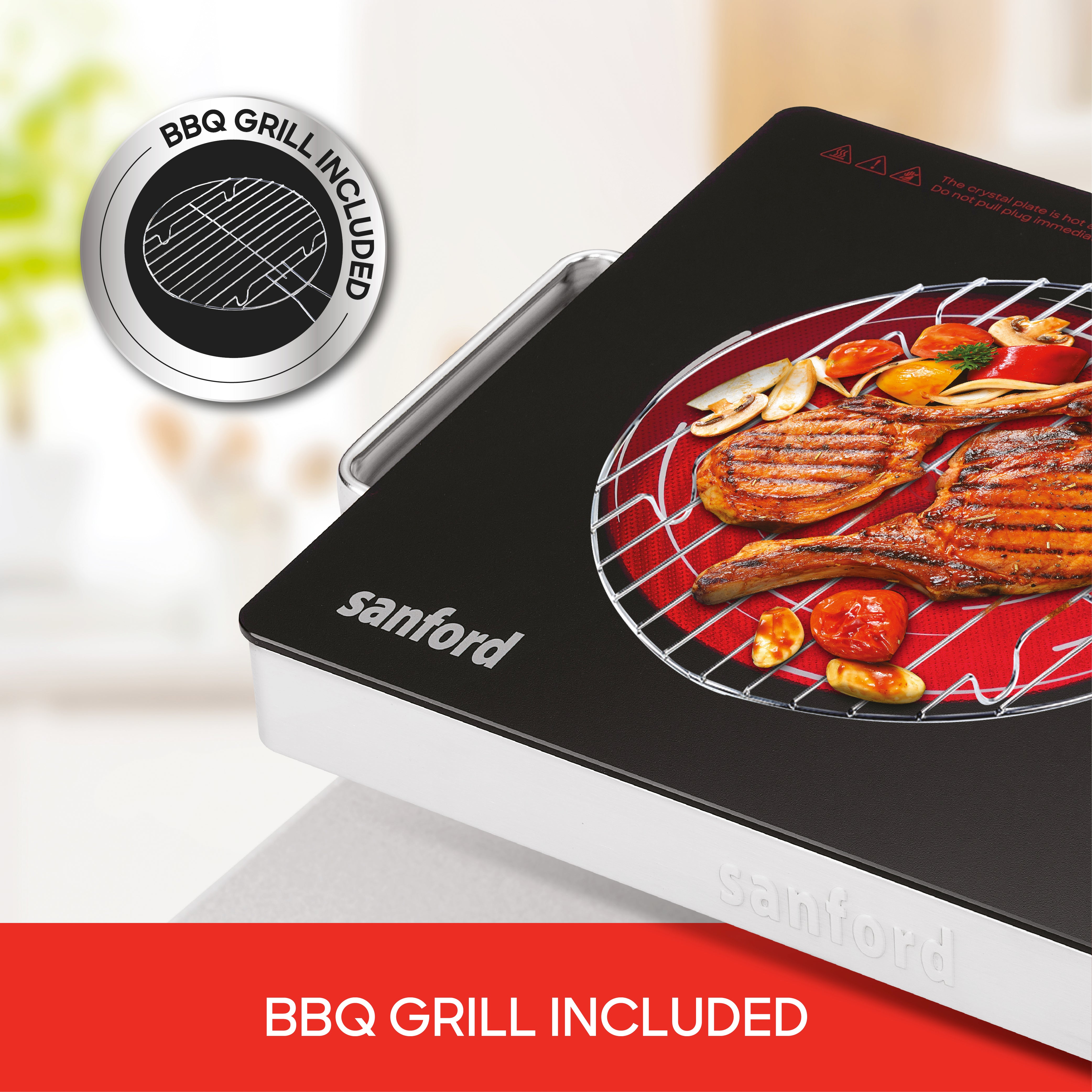 Sanford 2 in 1 Single Burner Infrared Cooker 2200W with BBQ Grill and Timer | SF5195IC - buysanford