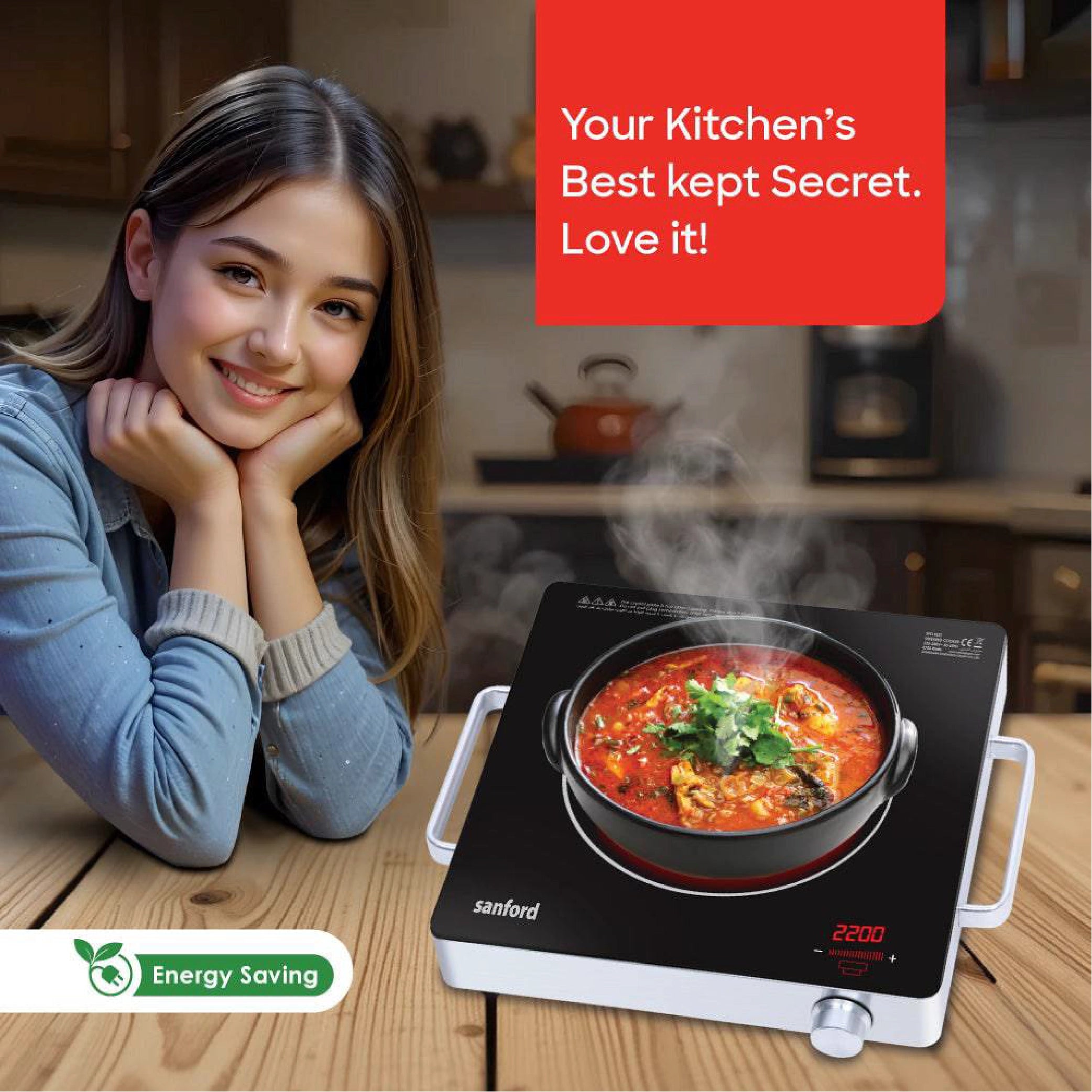 single burner infrared cooker 2200W timer function sanford 2