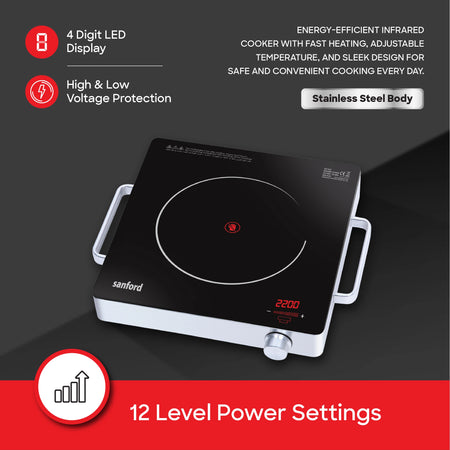 single burner infrared cooker 2200W timer function sanford 4