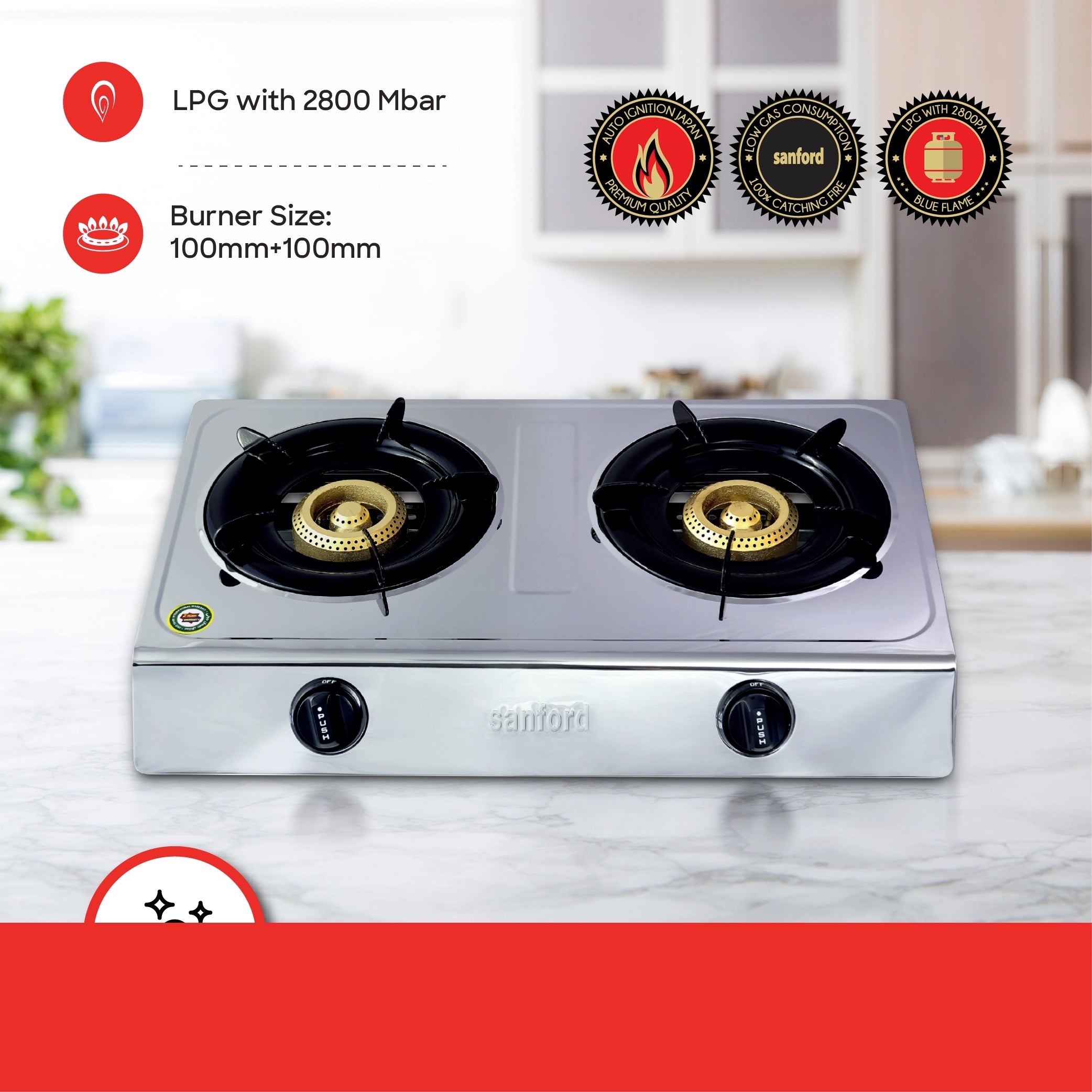 stainless steel gas stove 2 burner durable sanford 4
