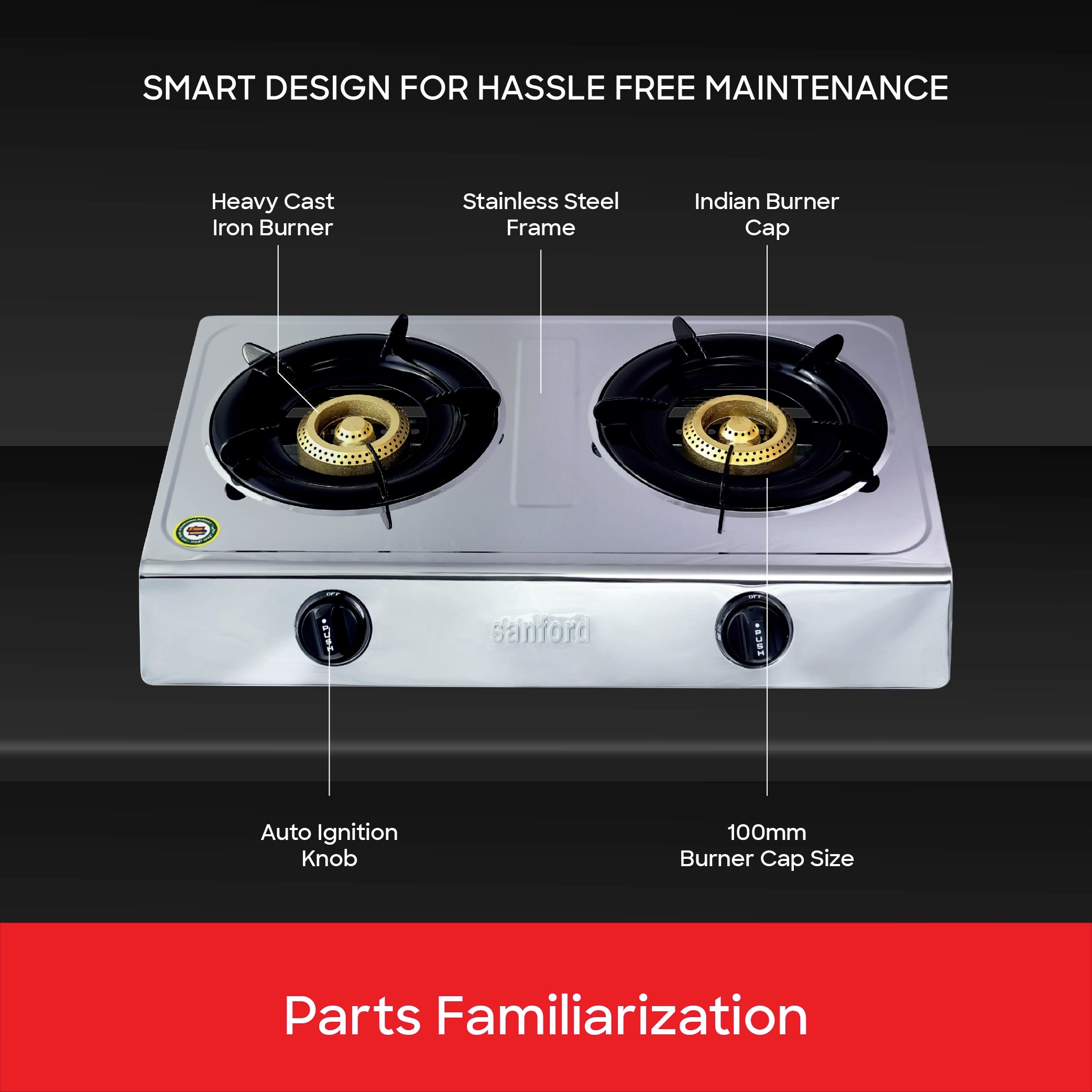 stainless steel gas stove 2 burner durable sanford 5